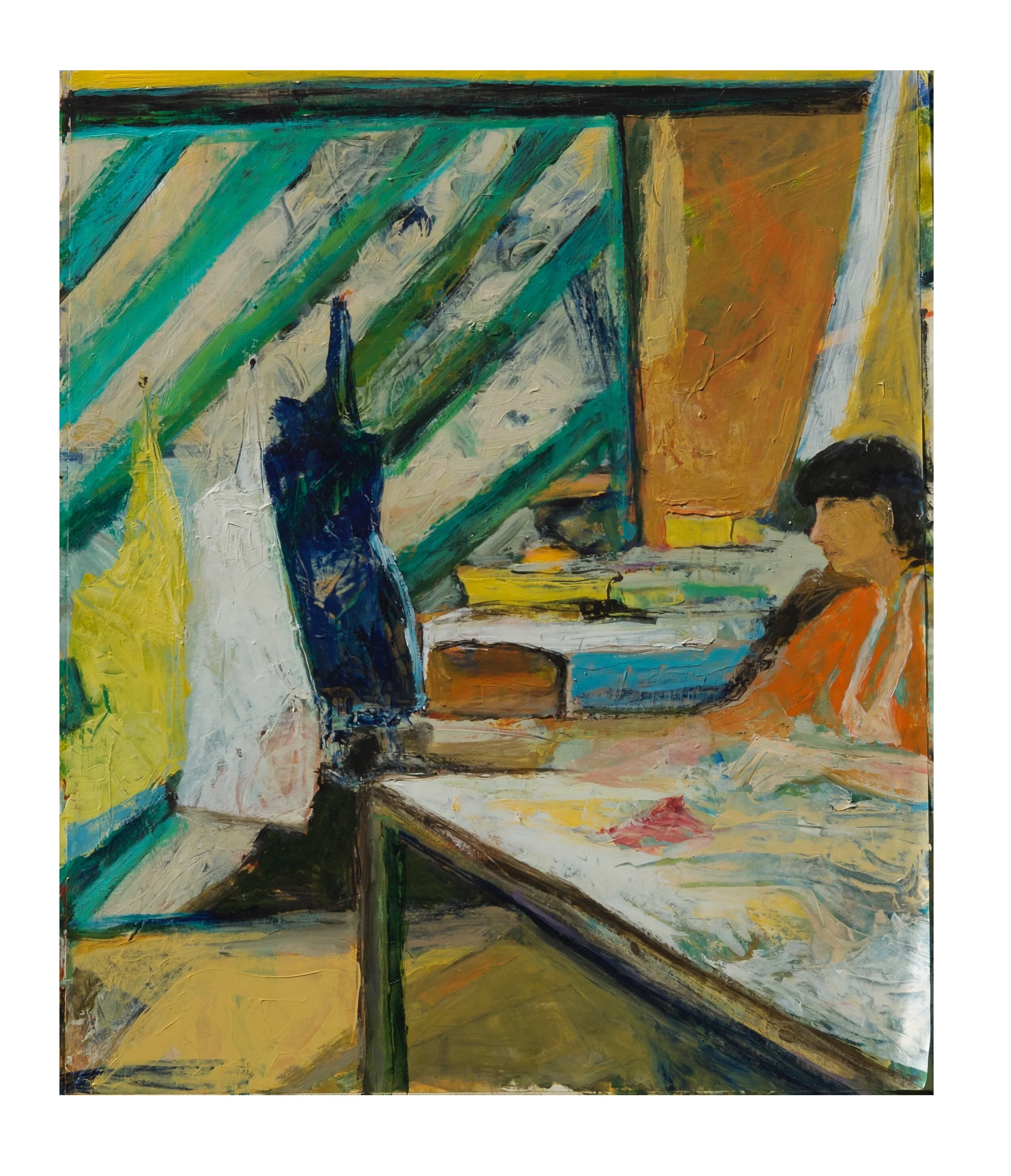 Interior with Aprons, acrylic on paper, 33" x 40"  SOLD