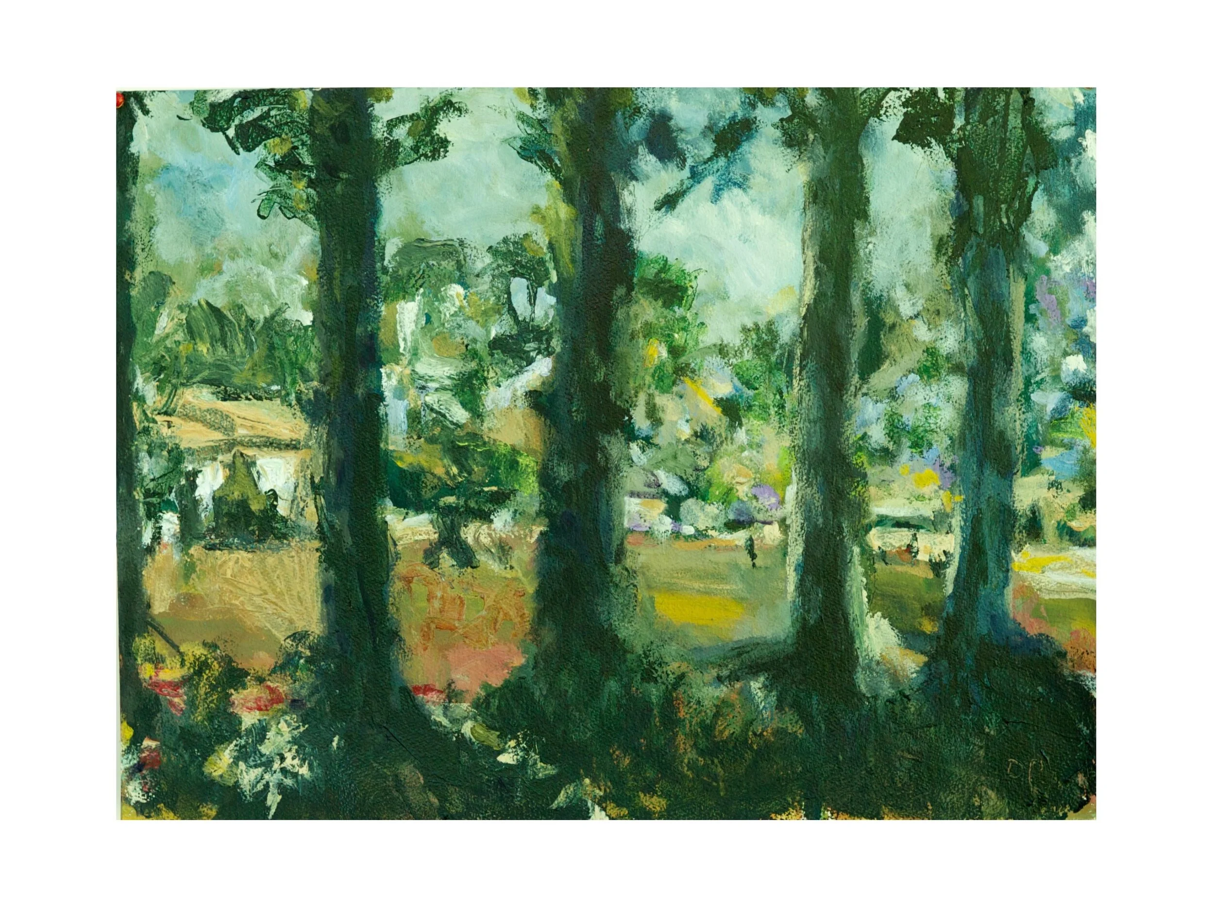 Landscape with Shadowed Trees, acrylic on paper, 24" x 18"  SOLD