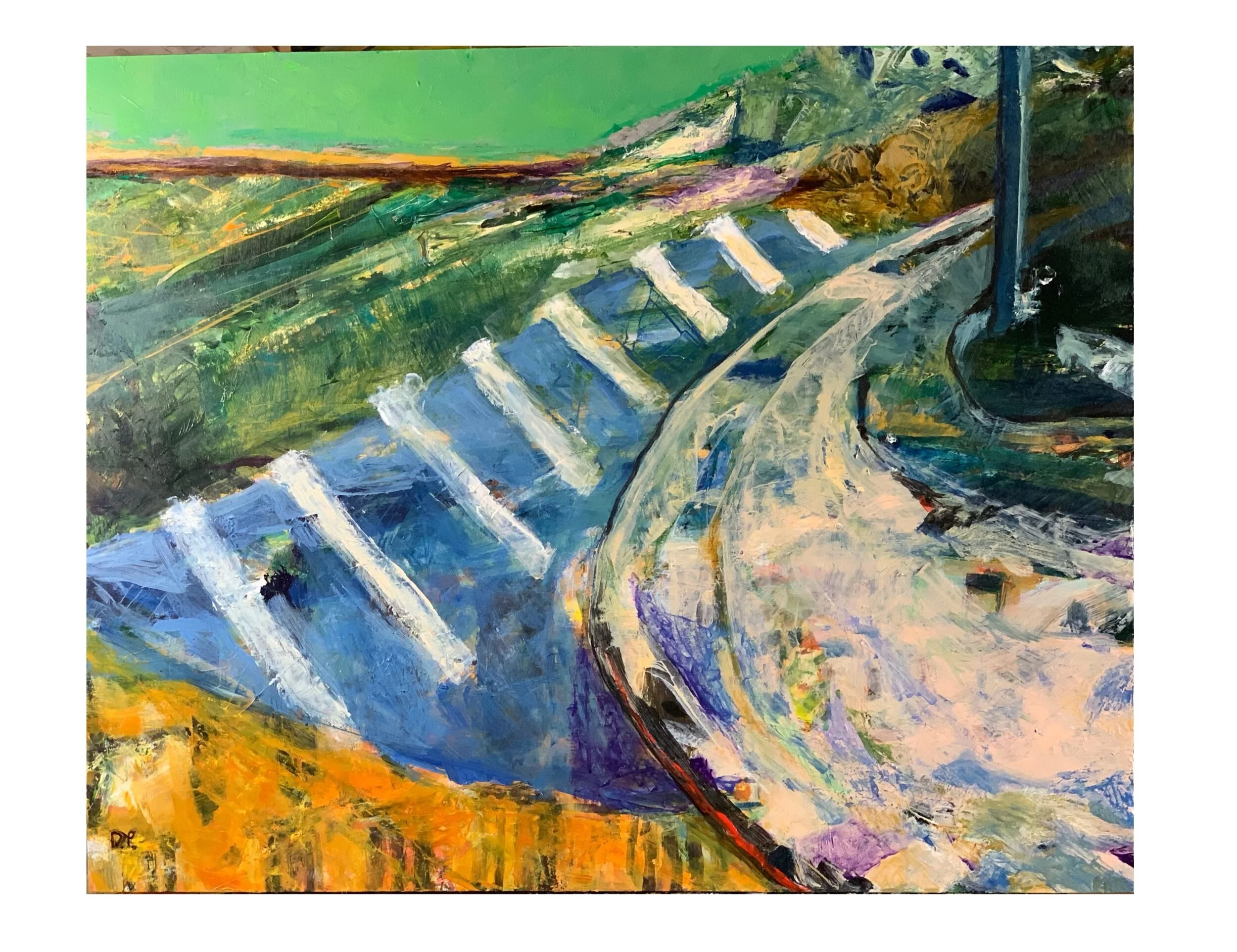 Crossing 2, acrylic on birch board, 30" x 24"