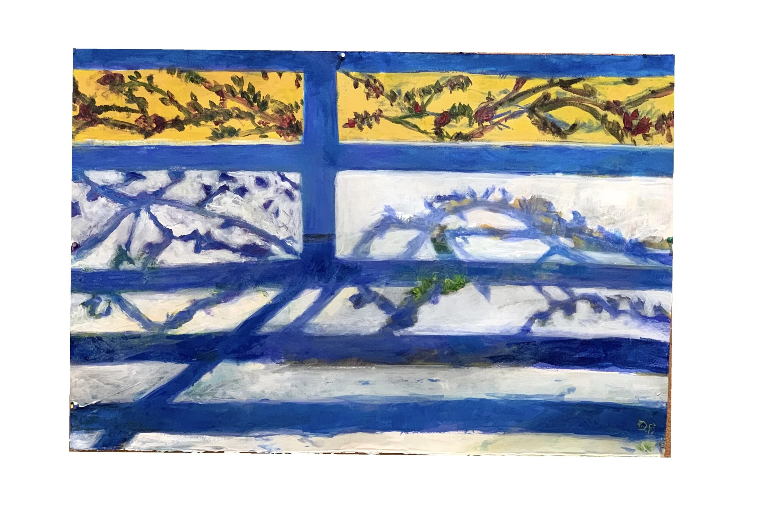 Early Morning Terrace Shadow, acrylic on d'Arches paper, 36.5" x 	24.5"