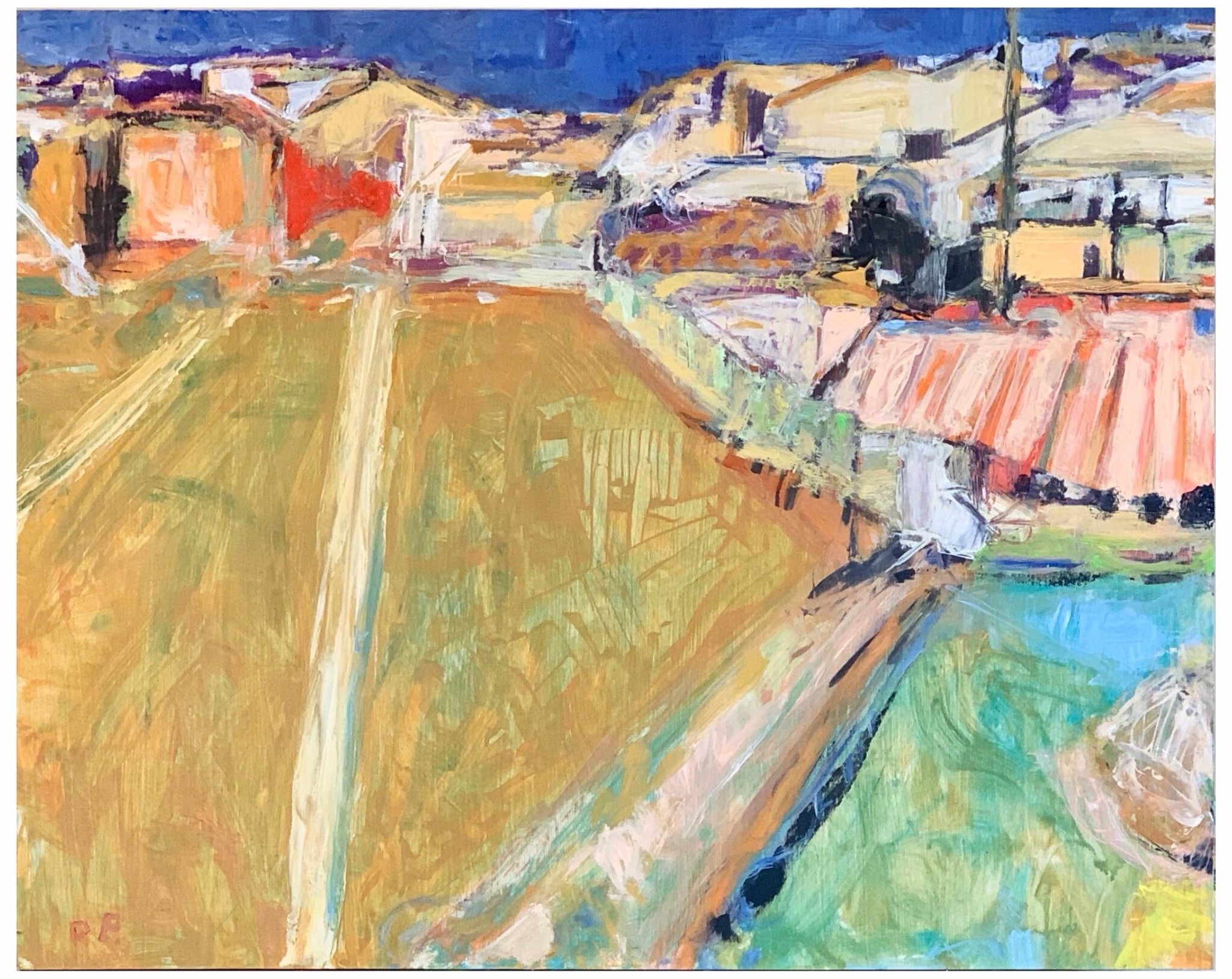 Piazza Armerina, acrylic on birch board, 30" x 24"
