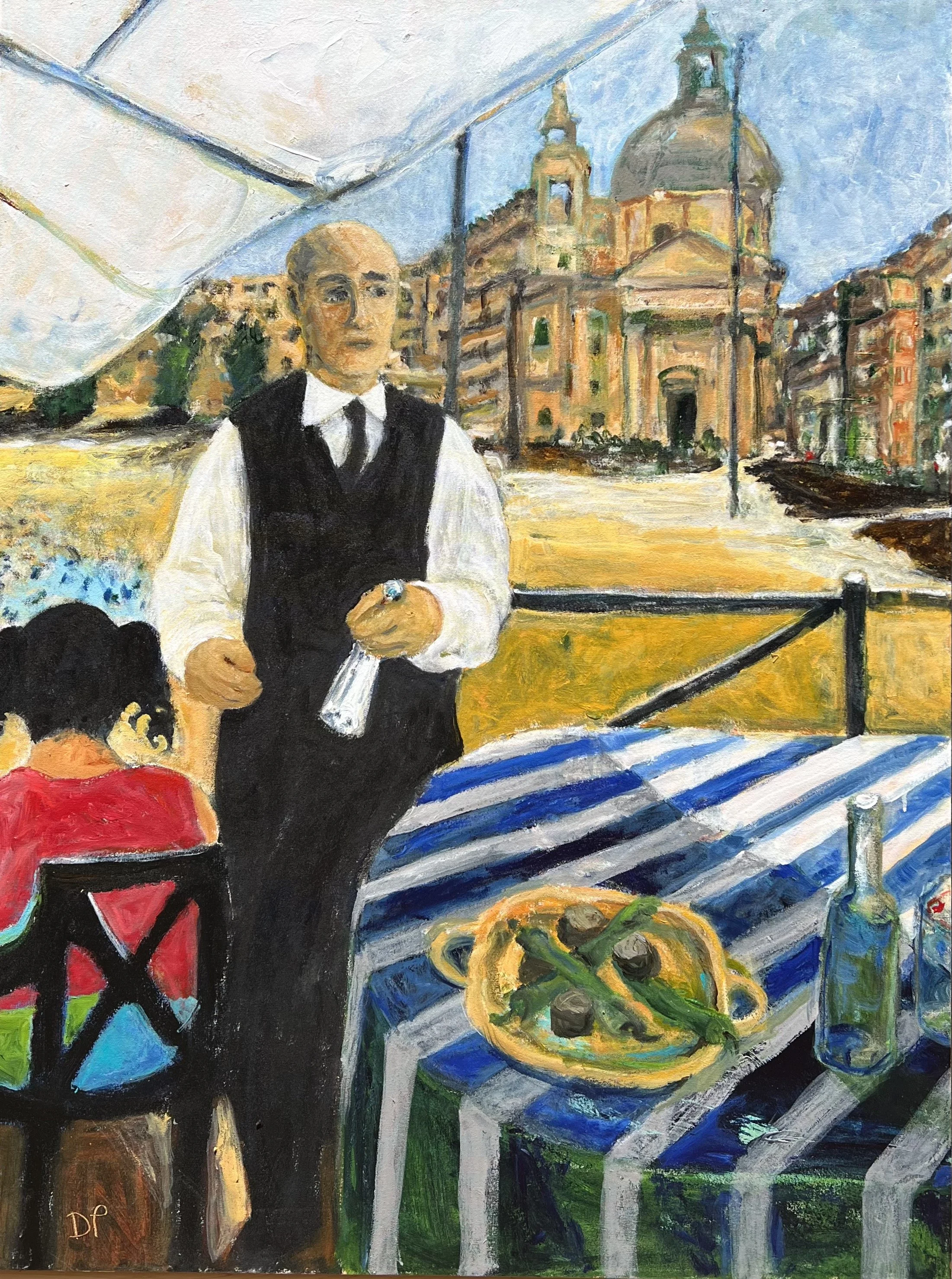 Waiter with Salt, Acrylic on Canvas, 36" x 48"