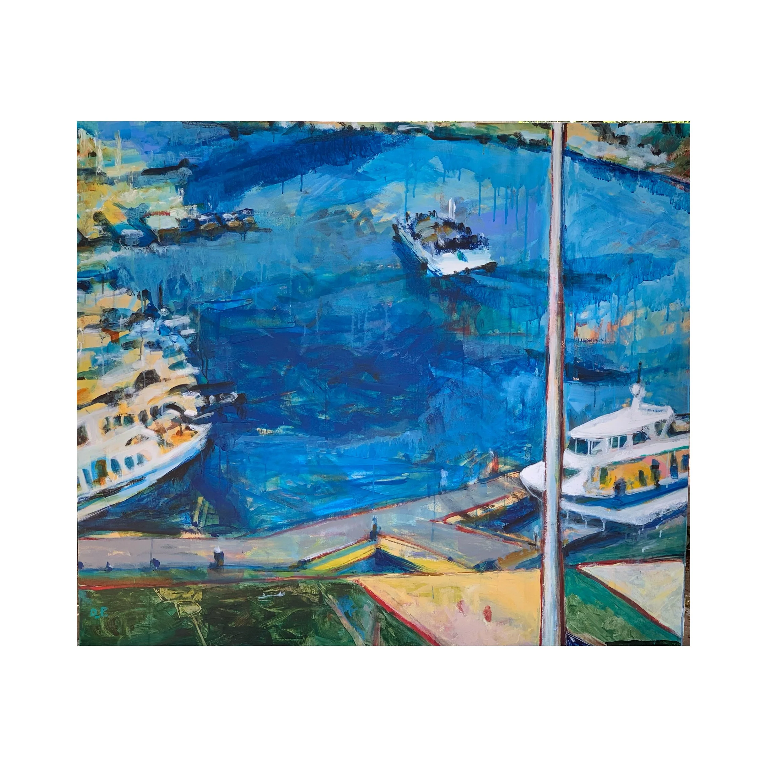 Marseille Harbor, Two, Acrylic on Canvas, 39" x 39"  SOLD