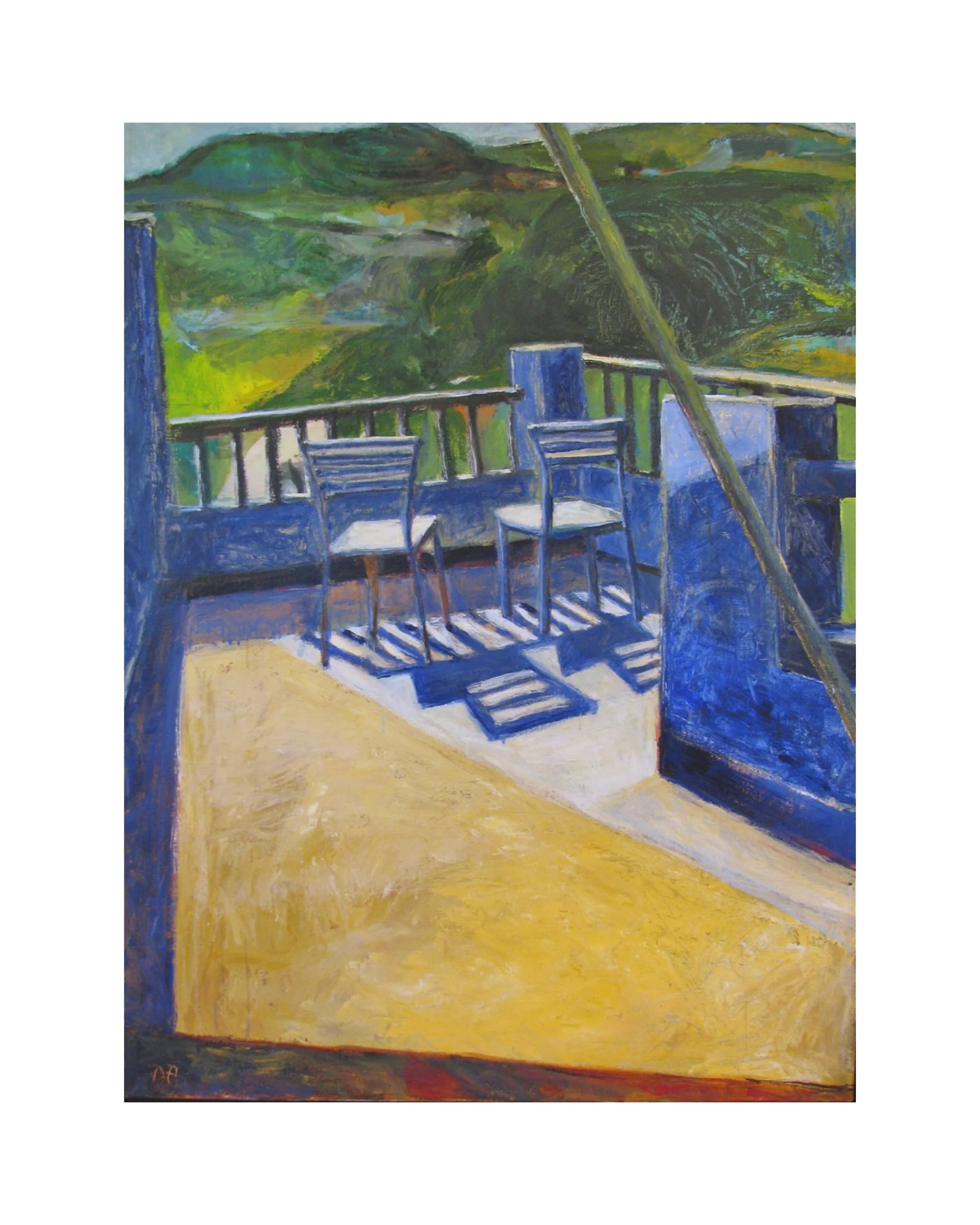 Posada Porch, acrylic on canvas, 36" x 48" 