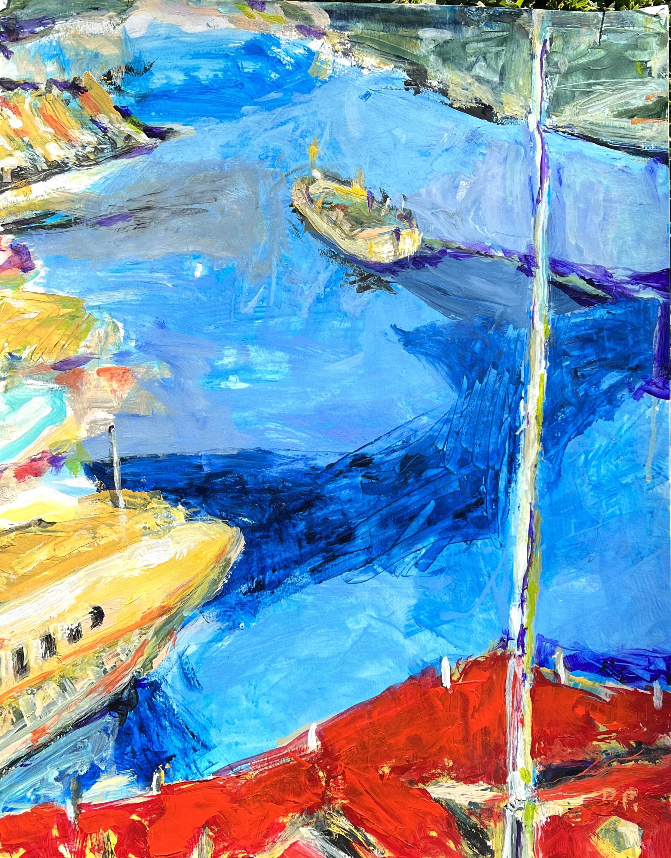 Red Dock, acrylic on paper, 18" x 24"