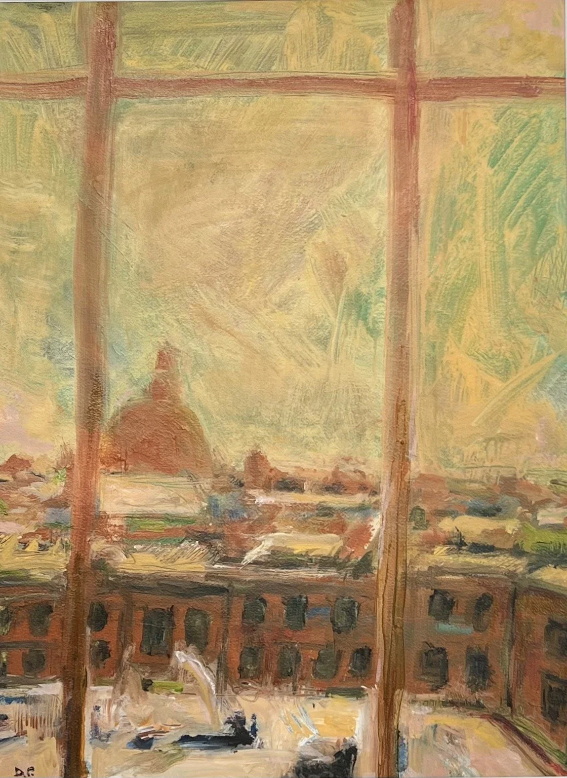 Square in Sunlight, acrylic on paper, 18" x 24" Unavailable