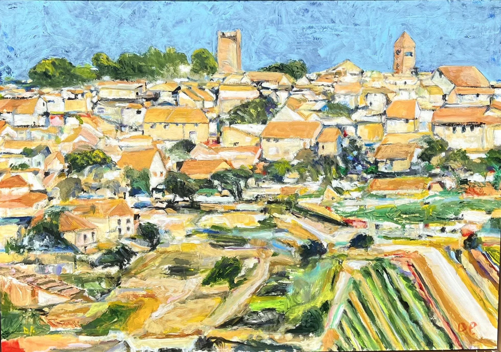 French Village, Acrylic on D'Arches Paper, 50" x 36" Unavailable