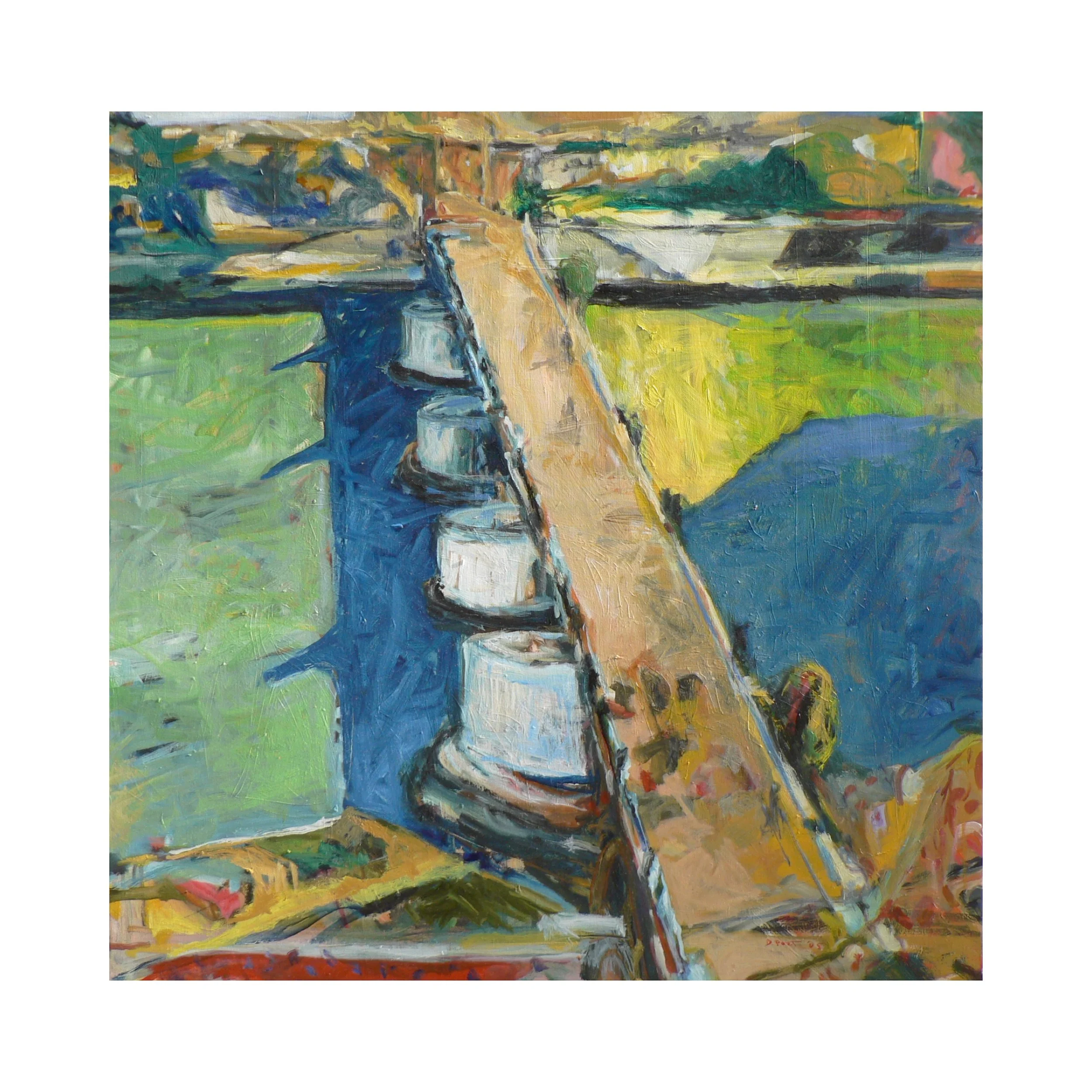 Roman Bridge, acrylic on canvas, 37.5" x 37.5" Sold