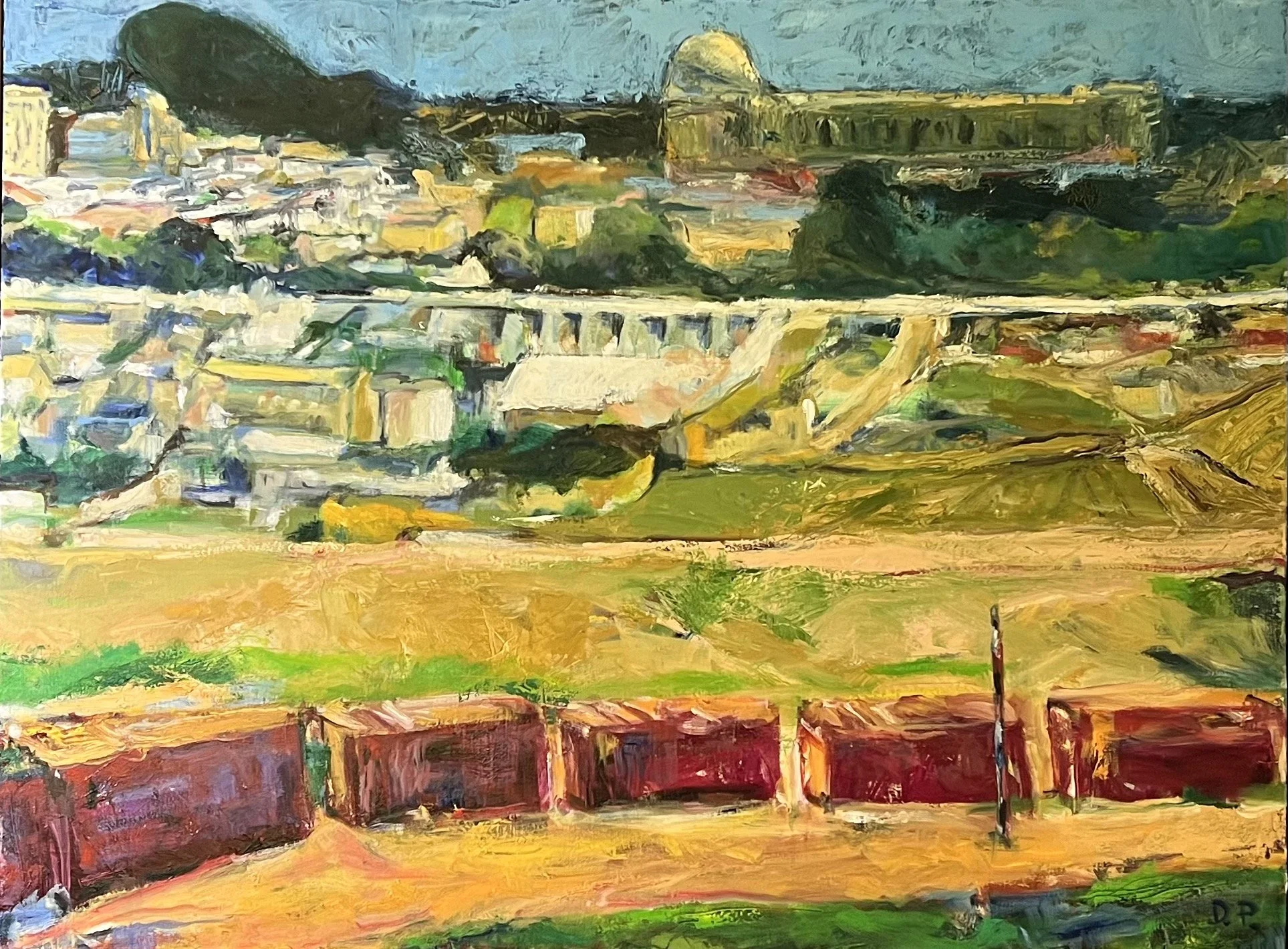 Landscape with Aqueduct, oil on linen, 48' x 36" 