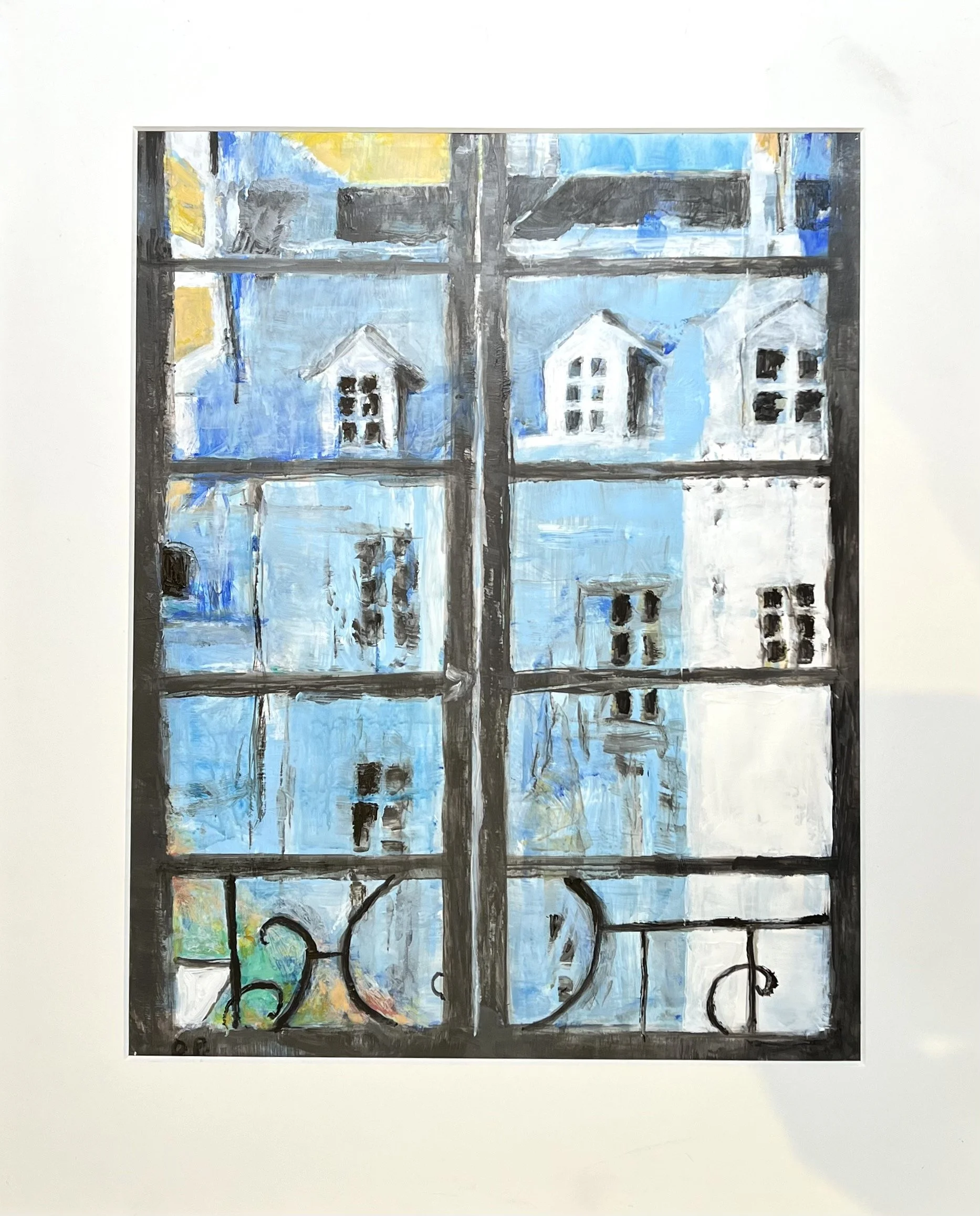 Rue Thorigny, acrylic on paper, 19" x 24"