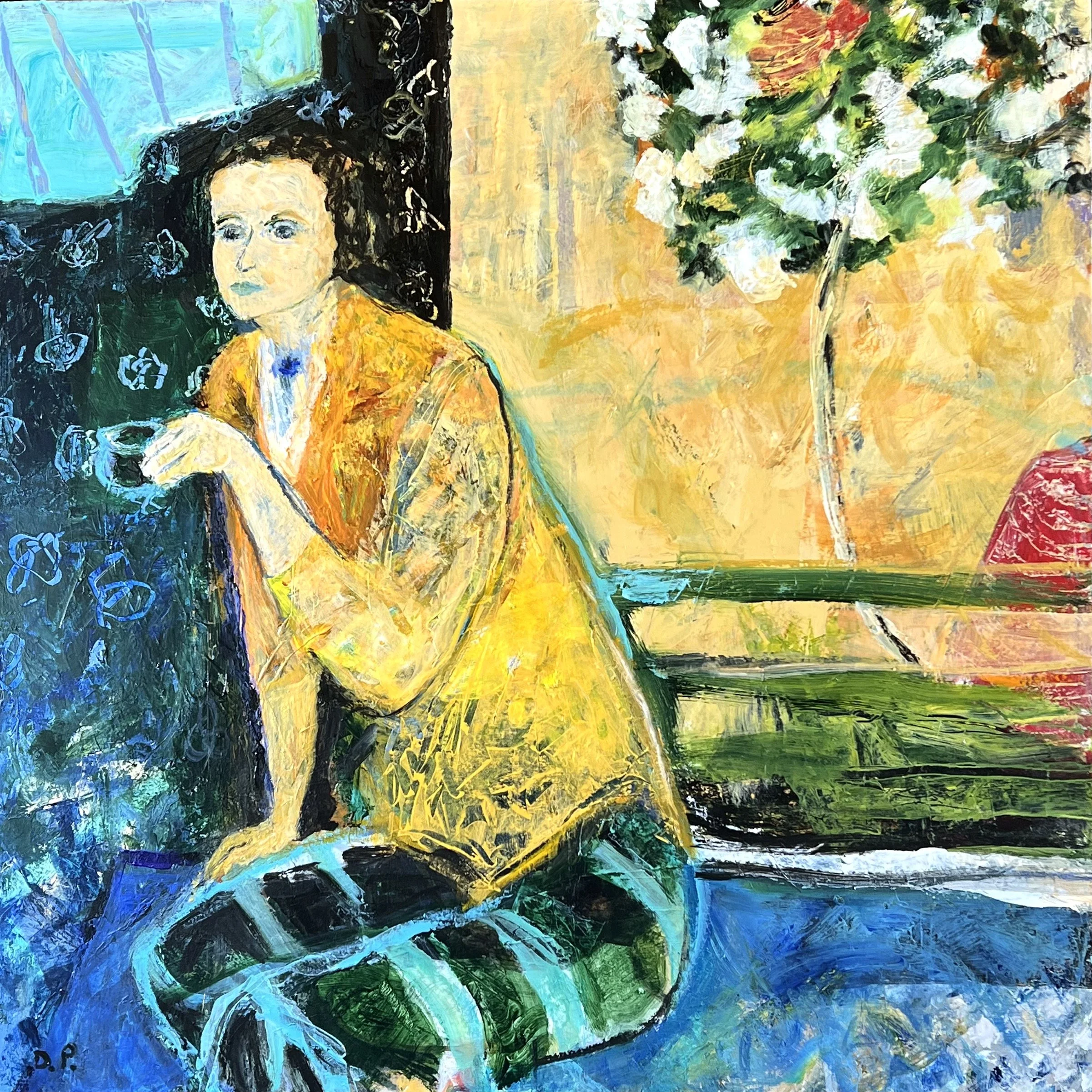 Woman with Cup, Acrylic on Canvas, 36" x 48"