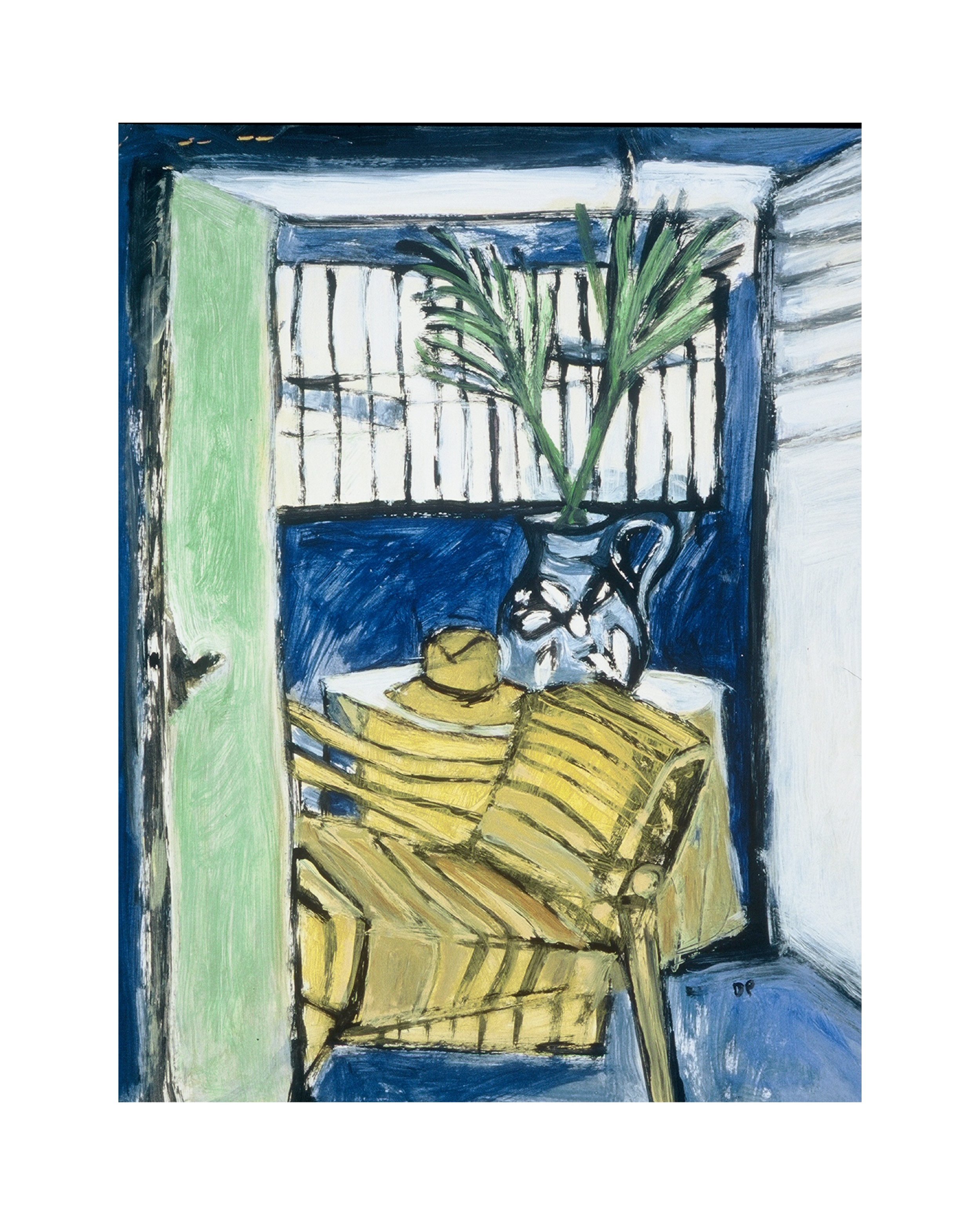 Table by Barred Window, acrylic on paper, 20" x 24" 