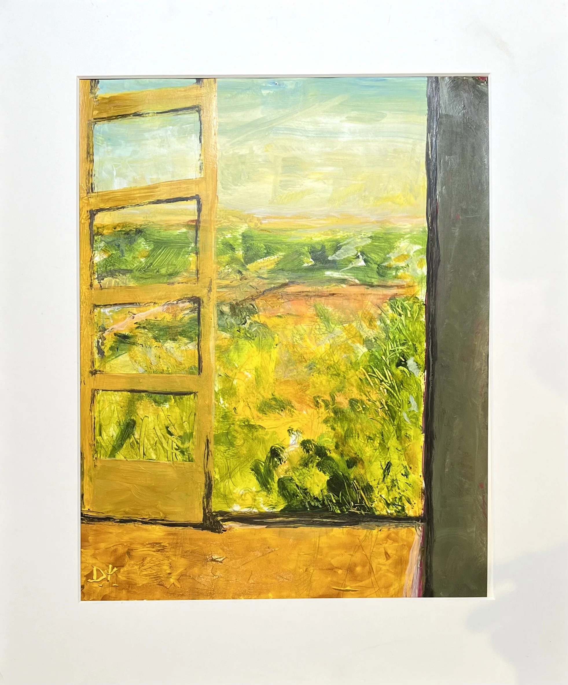 Window, Yellow Sky, Acrylic on paper, 19" x 24"