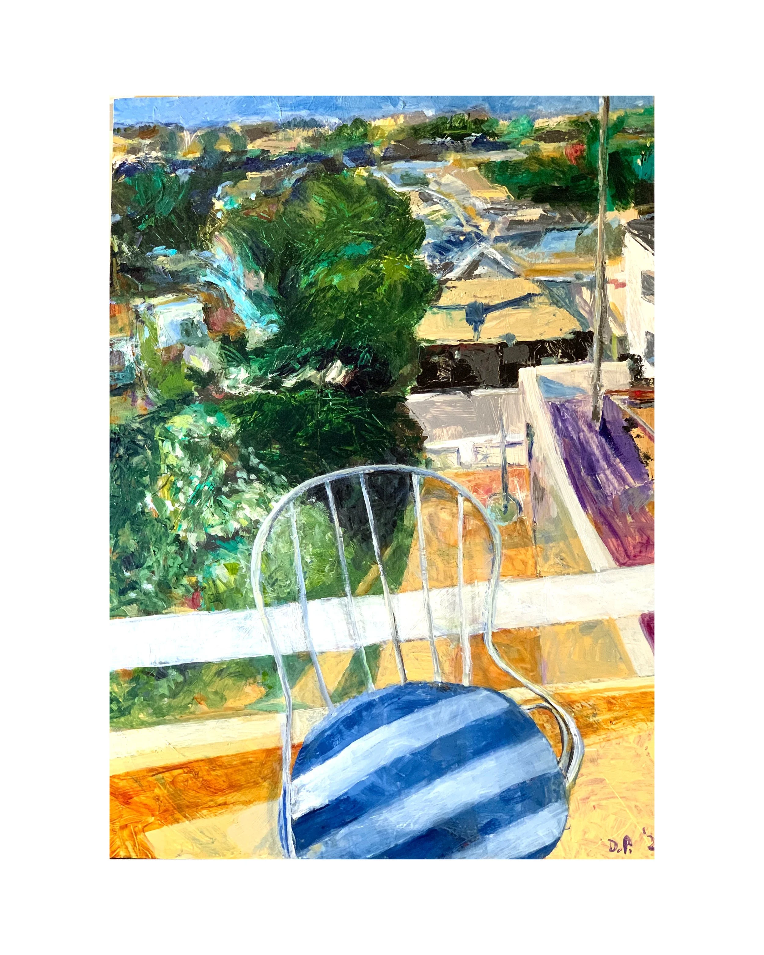 Landscape with Chair, acrylic on board, 27" x 37.5" Sold