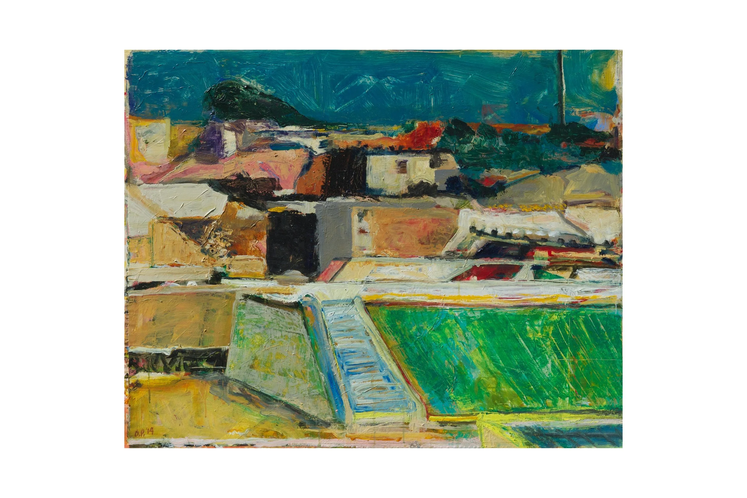 Landscape with Stairs, acrylic on paper, 40" x 33" Unavailable