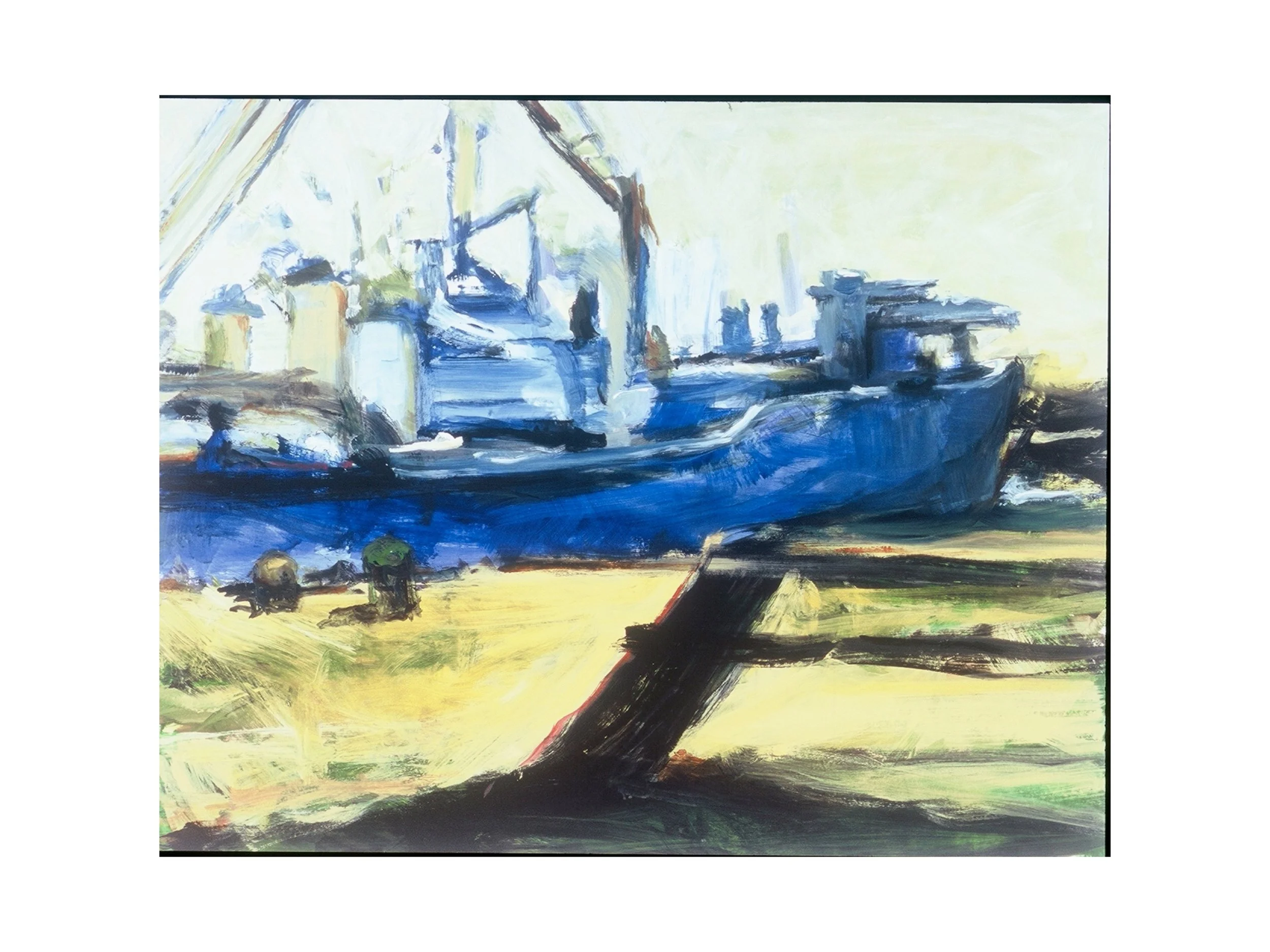 Blue Ship, acrylic on paper, 40" x 32" Sold