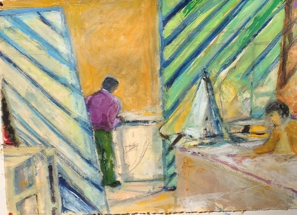 Mexican Laundry, acrylic on paper, 26" x 22" currently @ Paul Thiebaud Gallery, SF
