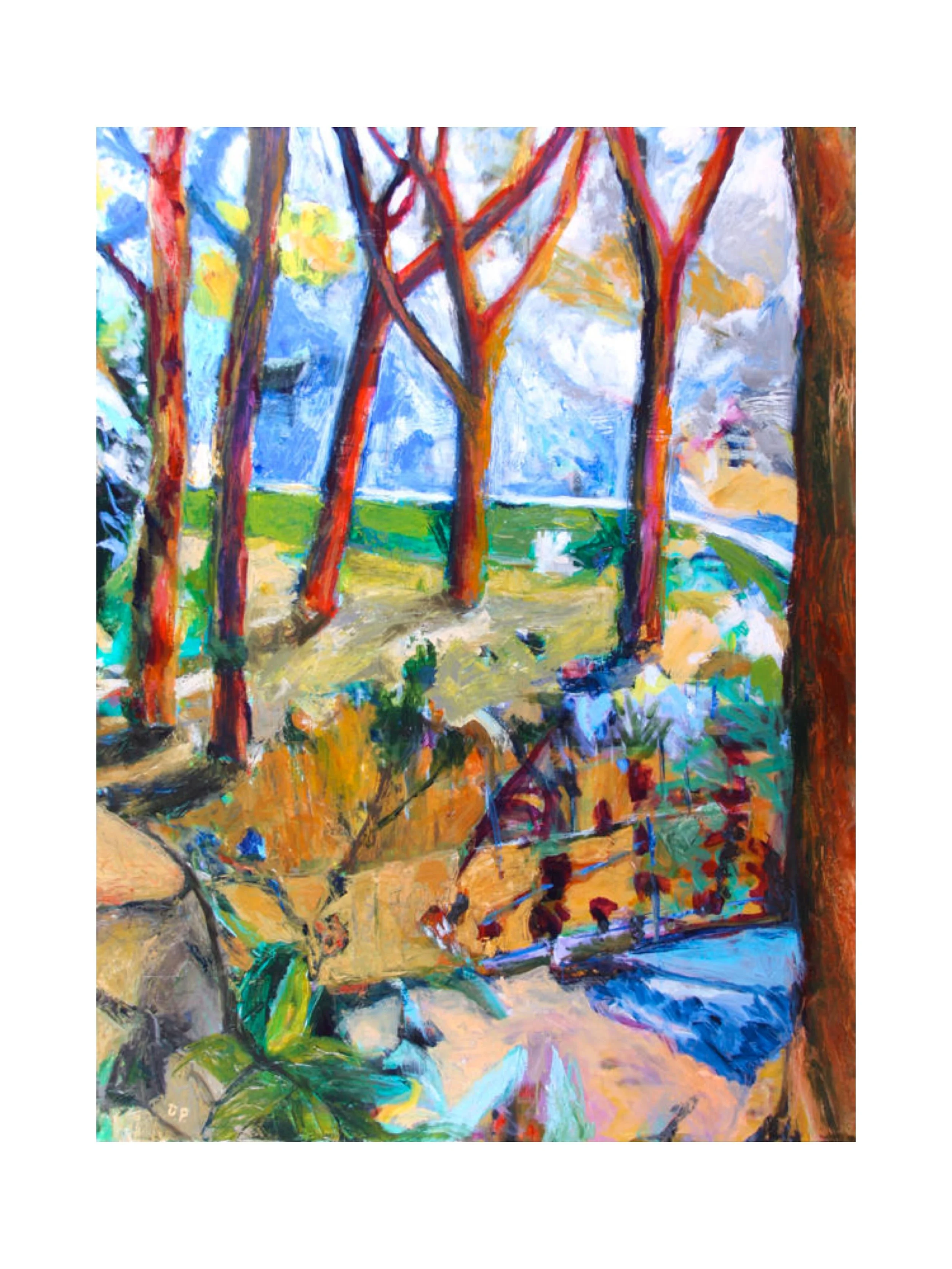 Garden with Red Trees, acrylic on linen, 36" x 48" Unavailable