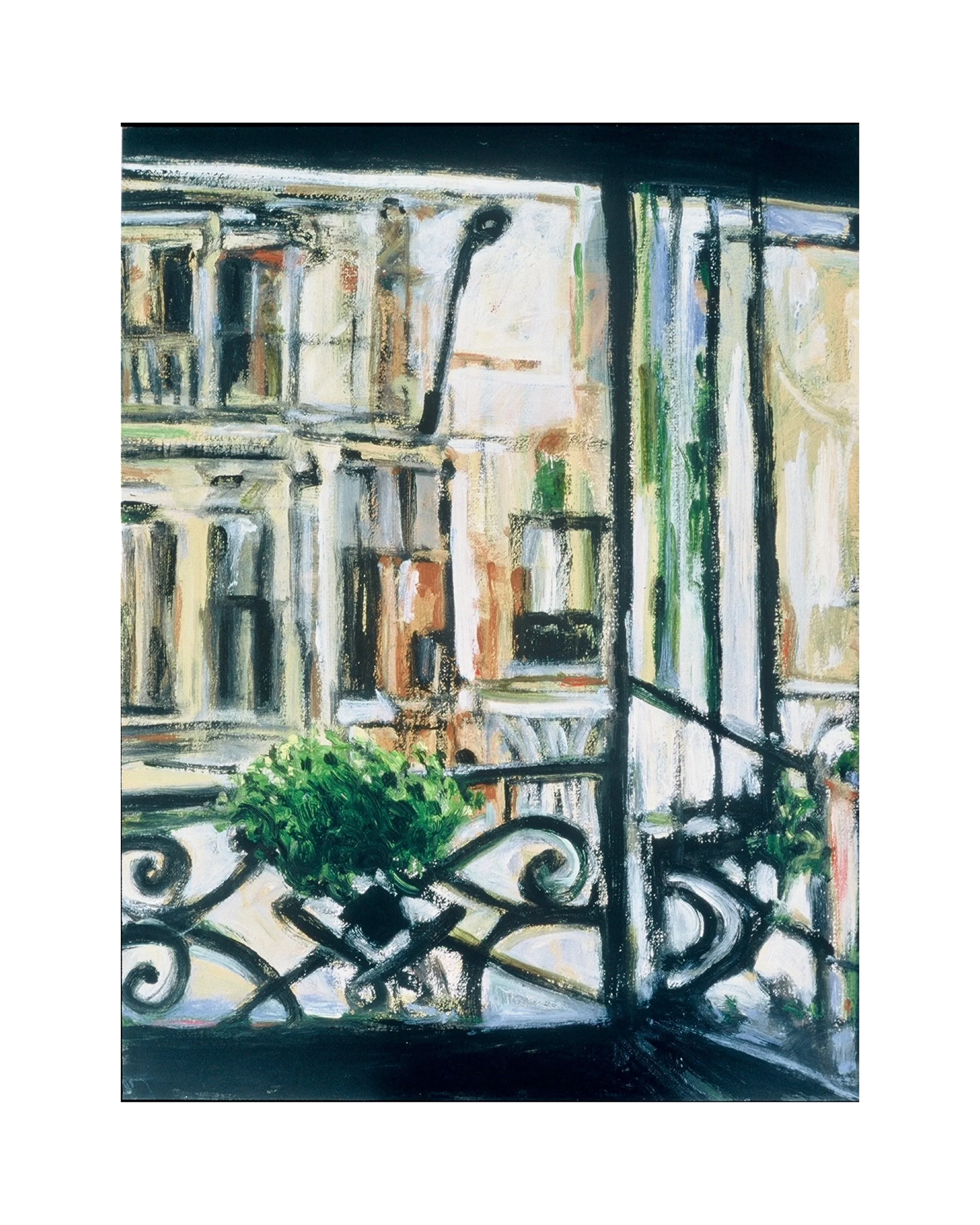 Montmart Balcony, acrylic on paper, 20" x 24" Sold