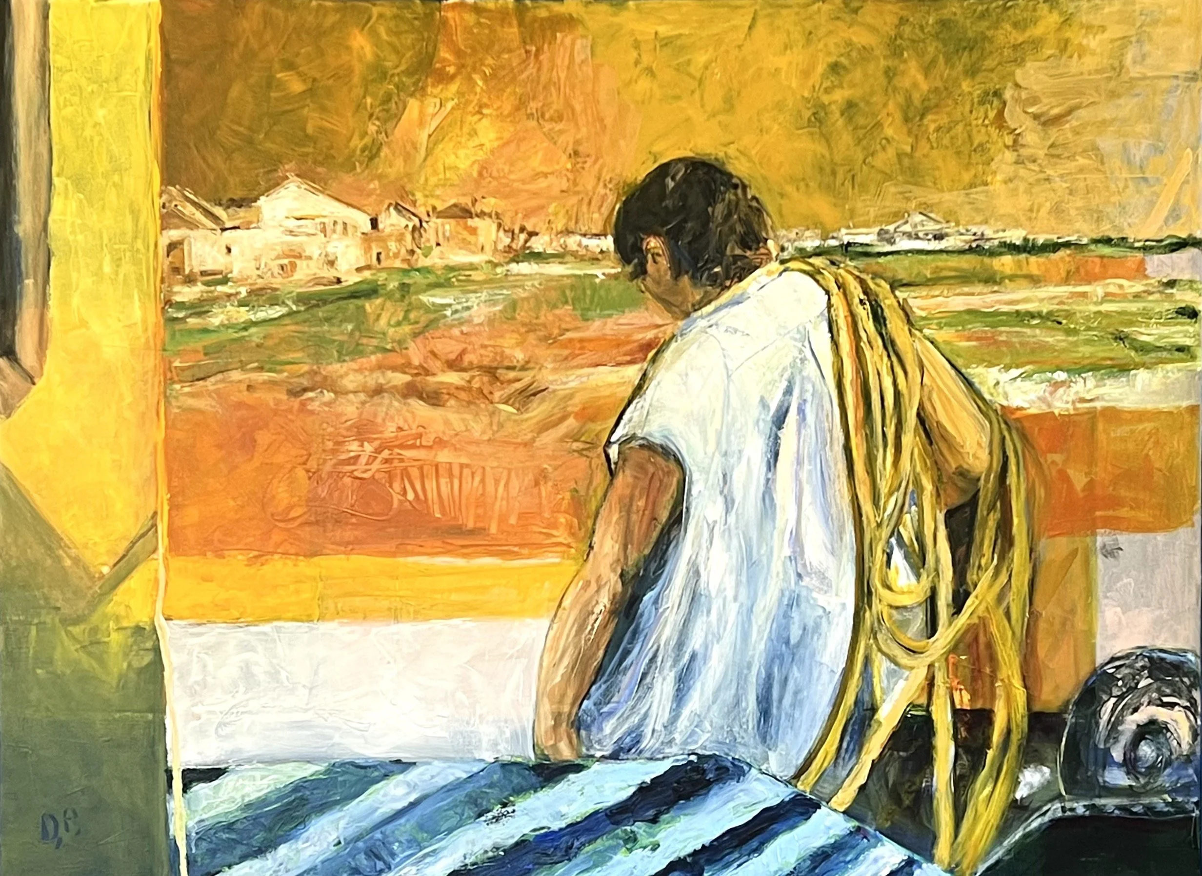 Worker with Ropes, Acrylic on Canvas, 48" x 36"  SOLD