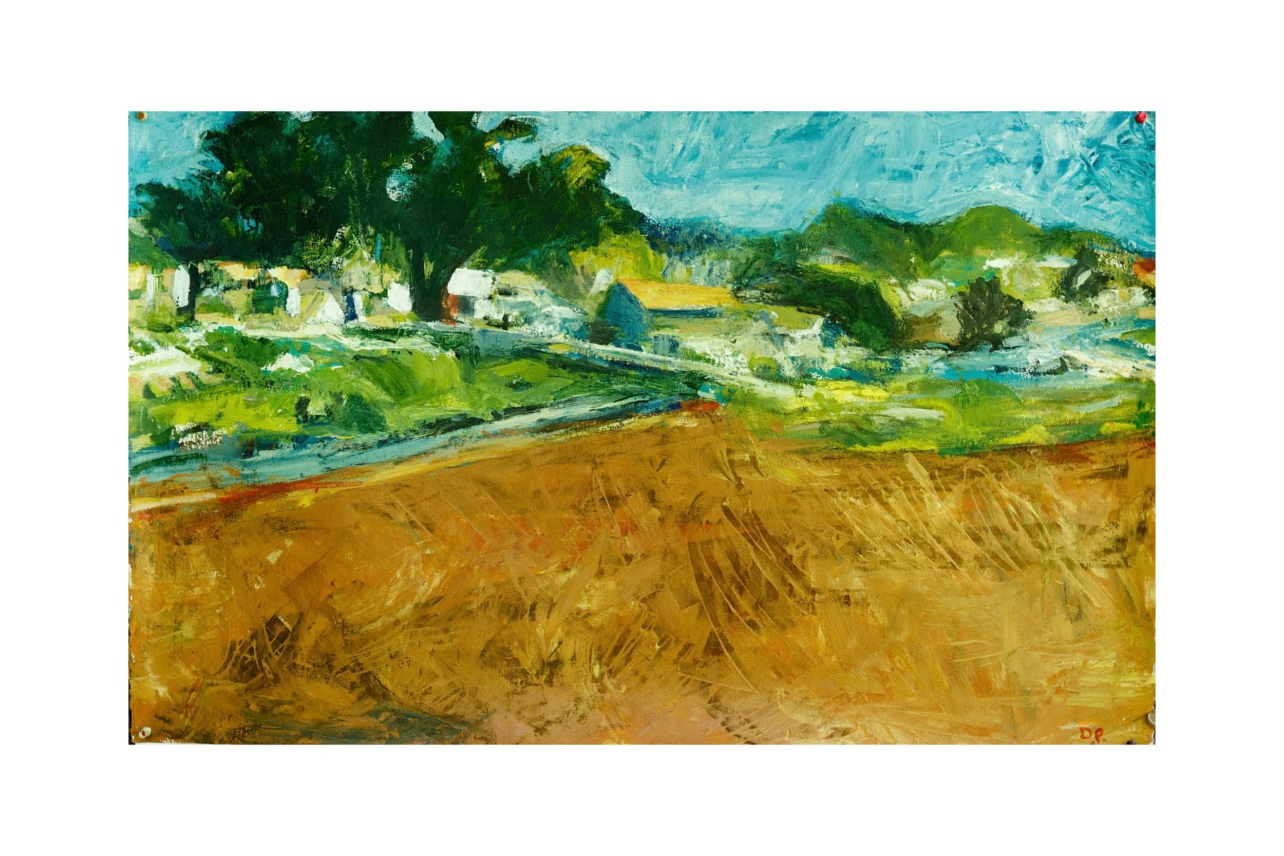 Landscape with Orange Marsh. acrylic on paper, 48" x 33" SOLD