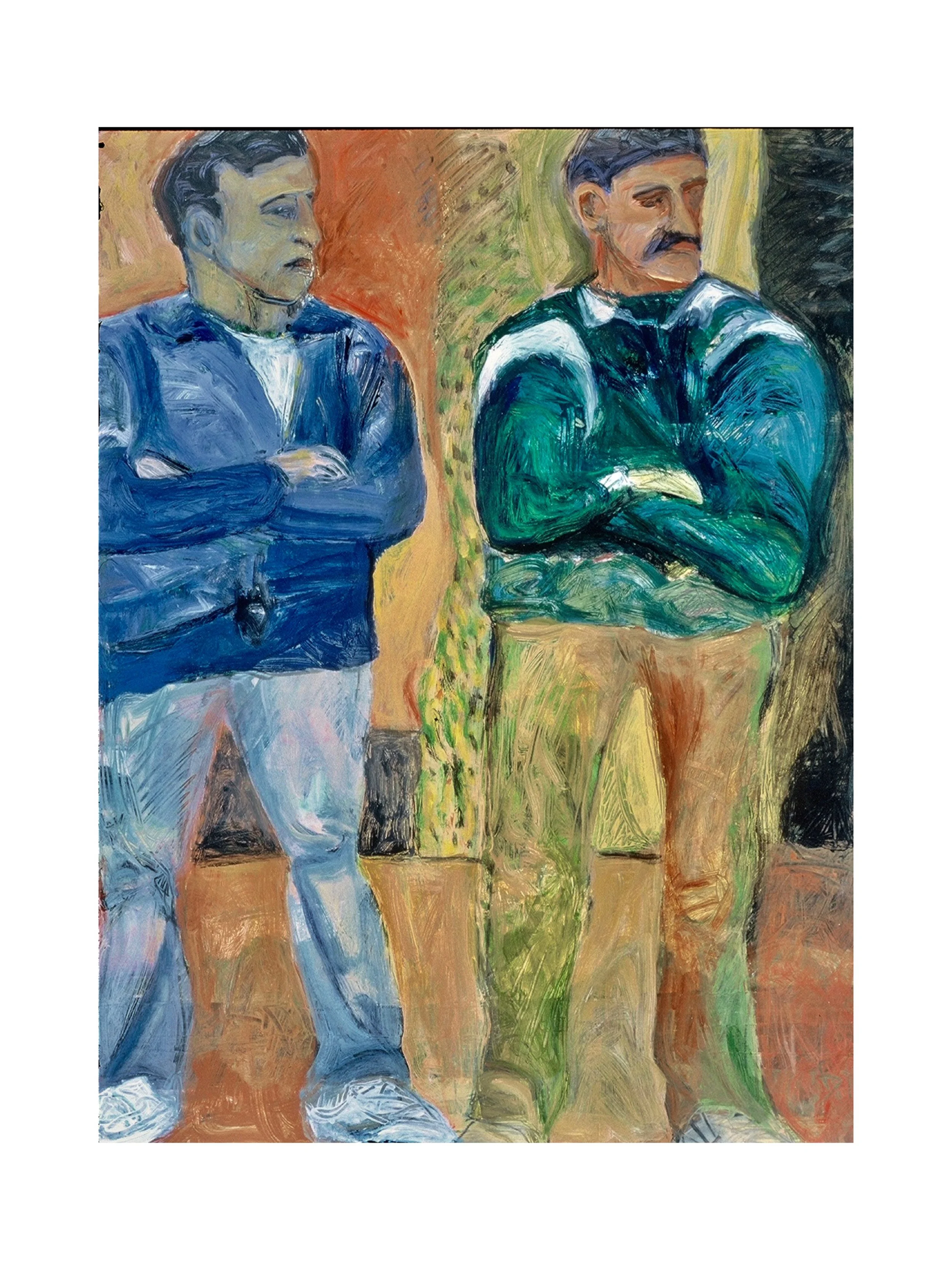 Boule Players, acrylic on paper, 20" x 24", sold