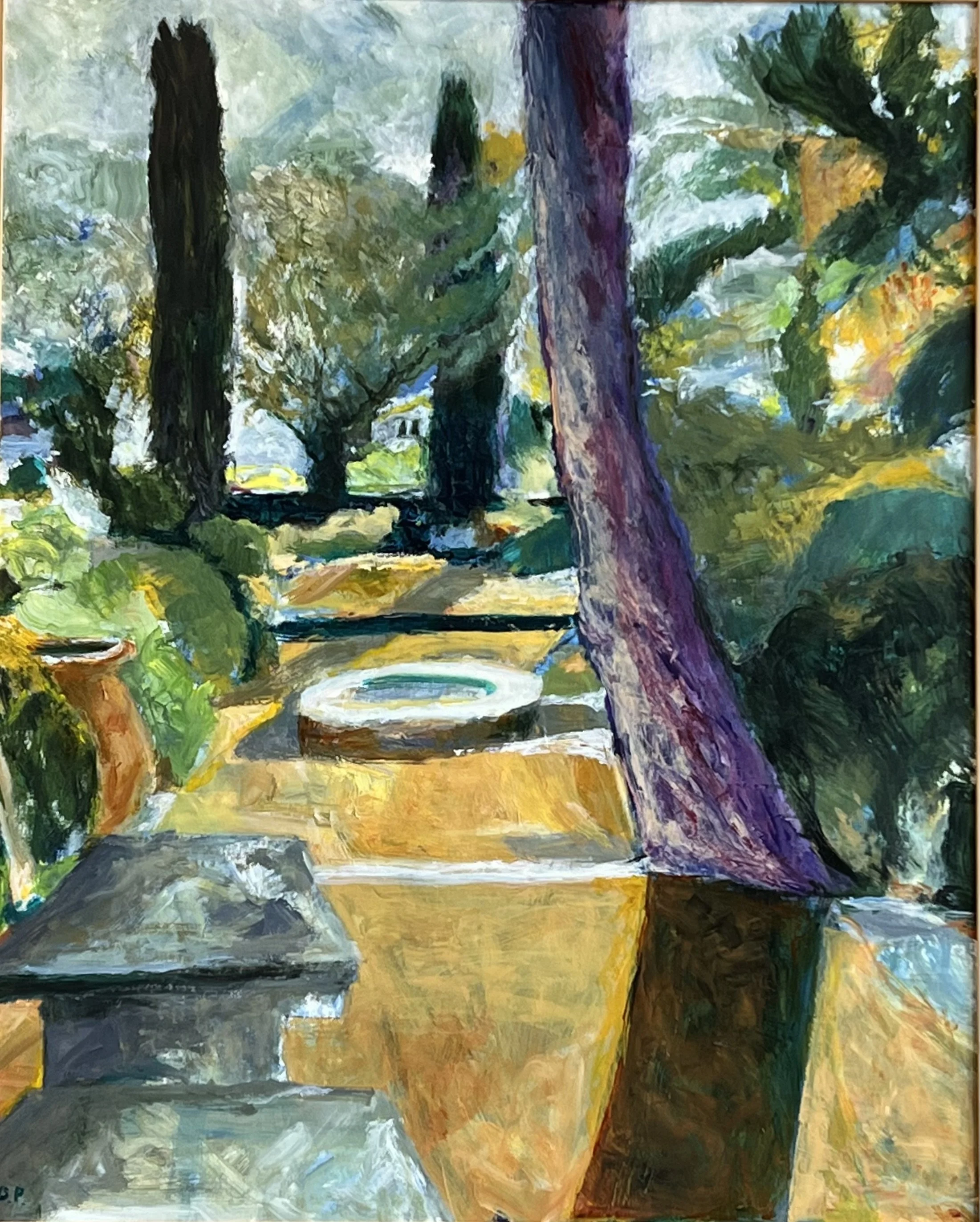 Menerbe Garden, Acrylic on Paper, 32" x 40" SOLD