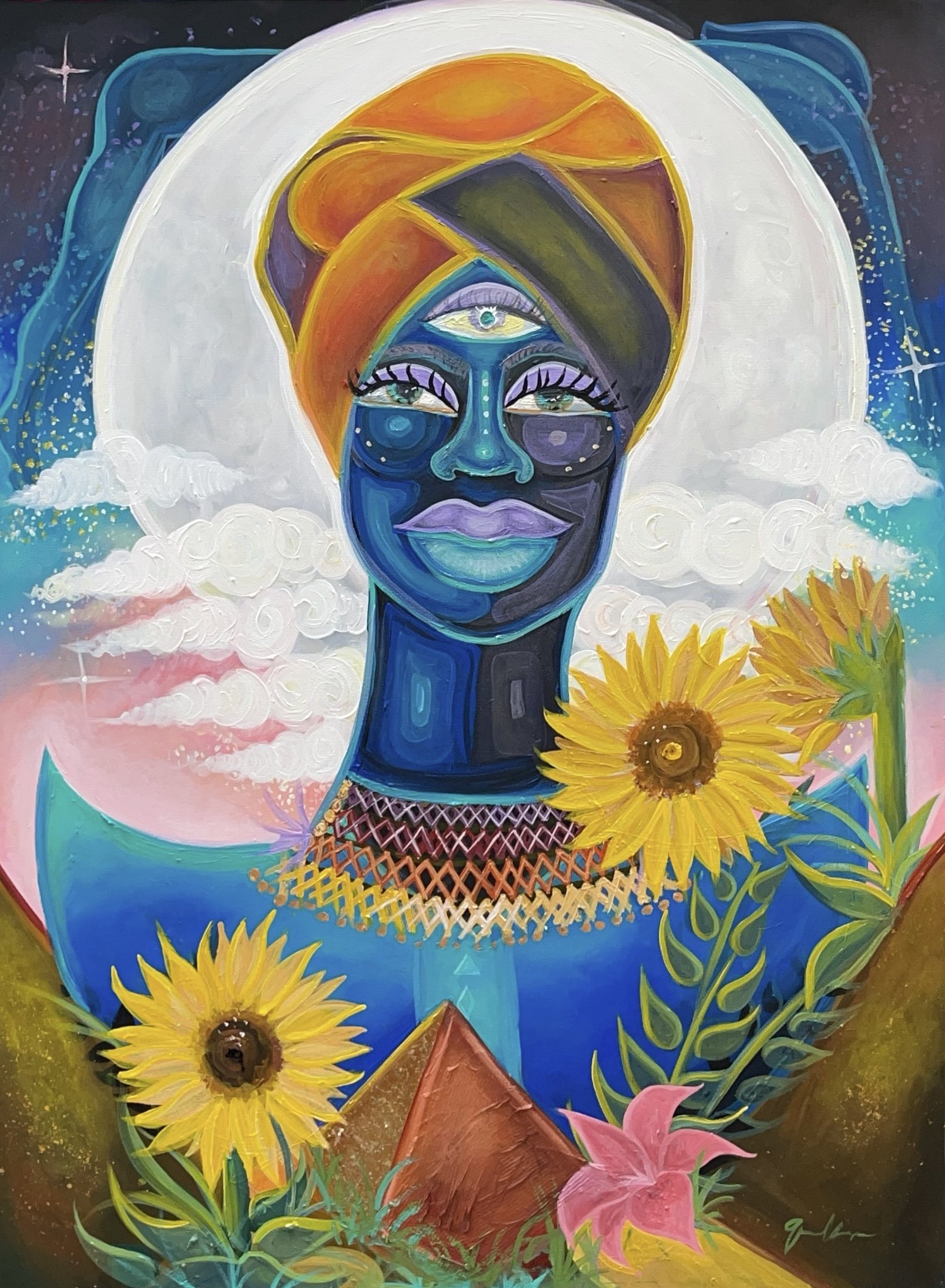 "Ancestral dreams" 2022, Acrylic paint, 36 X 48, Jessica Kelly