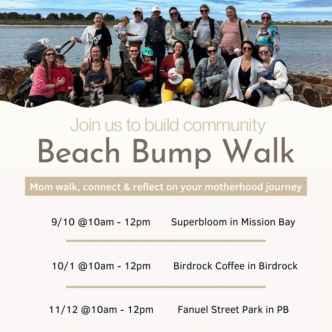 We are back!! As school starts back up, so does our mom/bump walks. This is a space to build community as we take a brisk walk along the coast. 

Whether you&rsquo;re pregnant with your first or a mom to 4+ it&rsquo;s never too early or late to find 