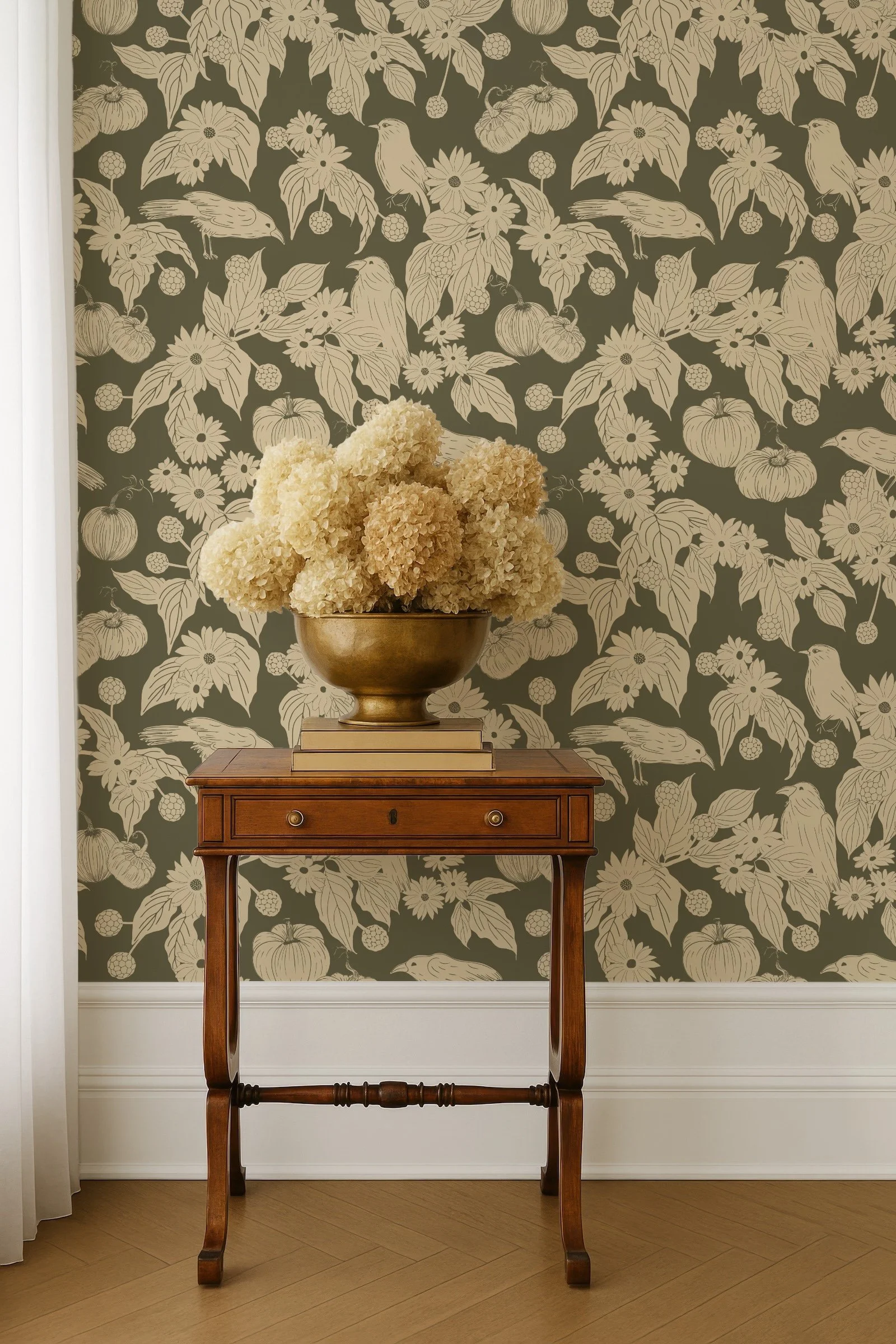 _woodland-harvest-toile-sf-olive-entryway-with-brass-bowl.jpg