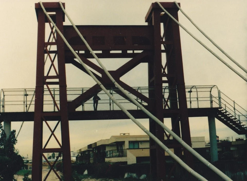 Back to the Future 3 Set Photos - Port Hueneme, CA - DeLorean vs. Train Wreckage - Eastwood Ravine "Bridge". Photo curtesy of reddit user 1point21gigawatz.
