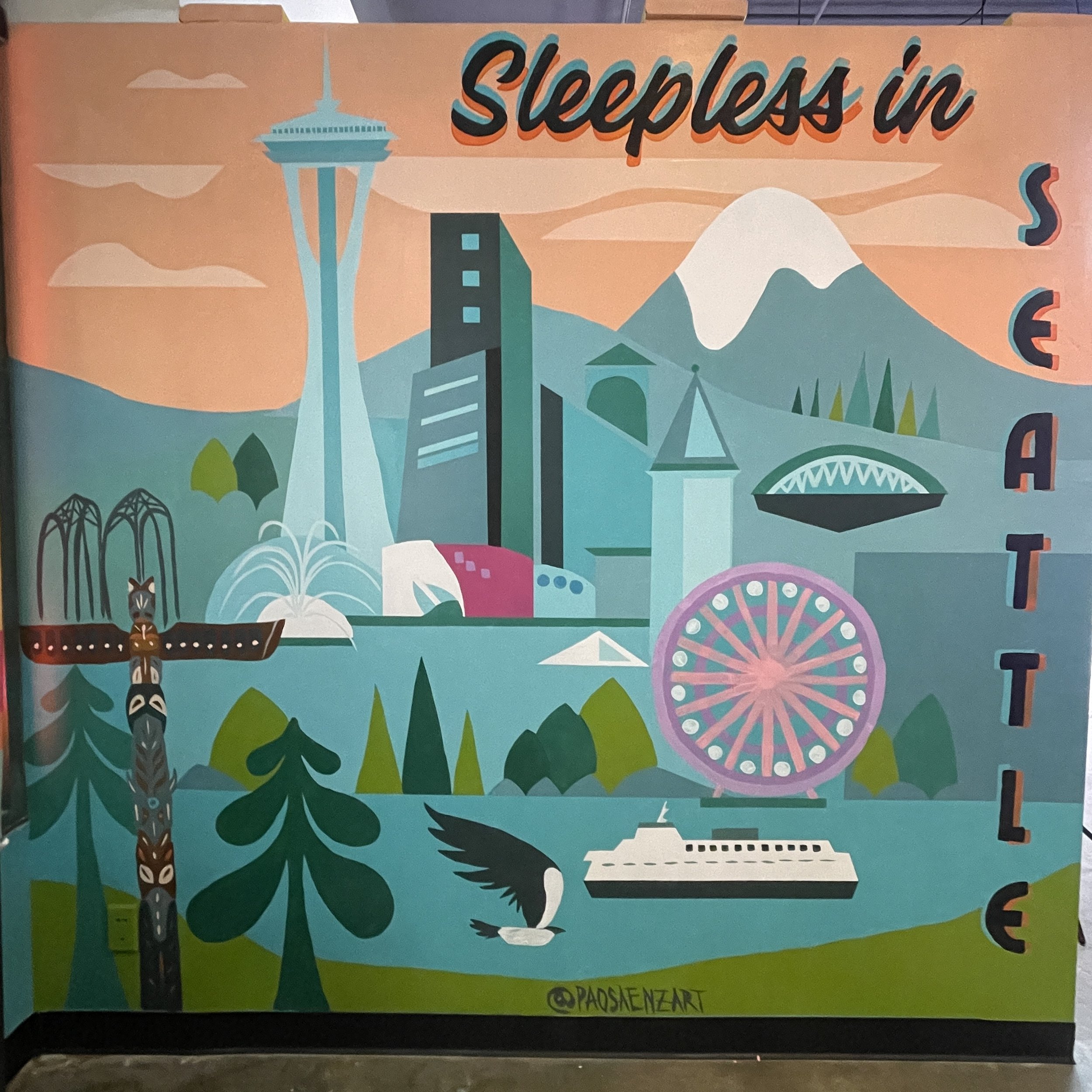 Sleepless in Seattle Mural by Pao Saenz