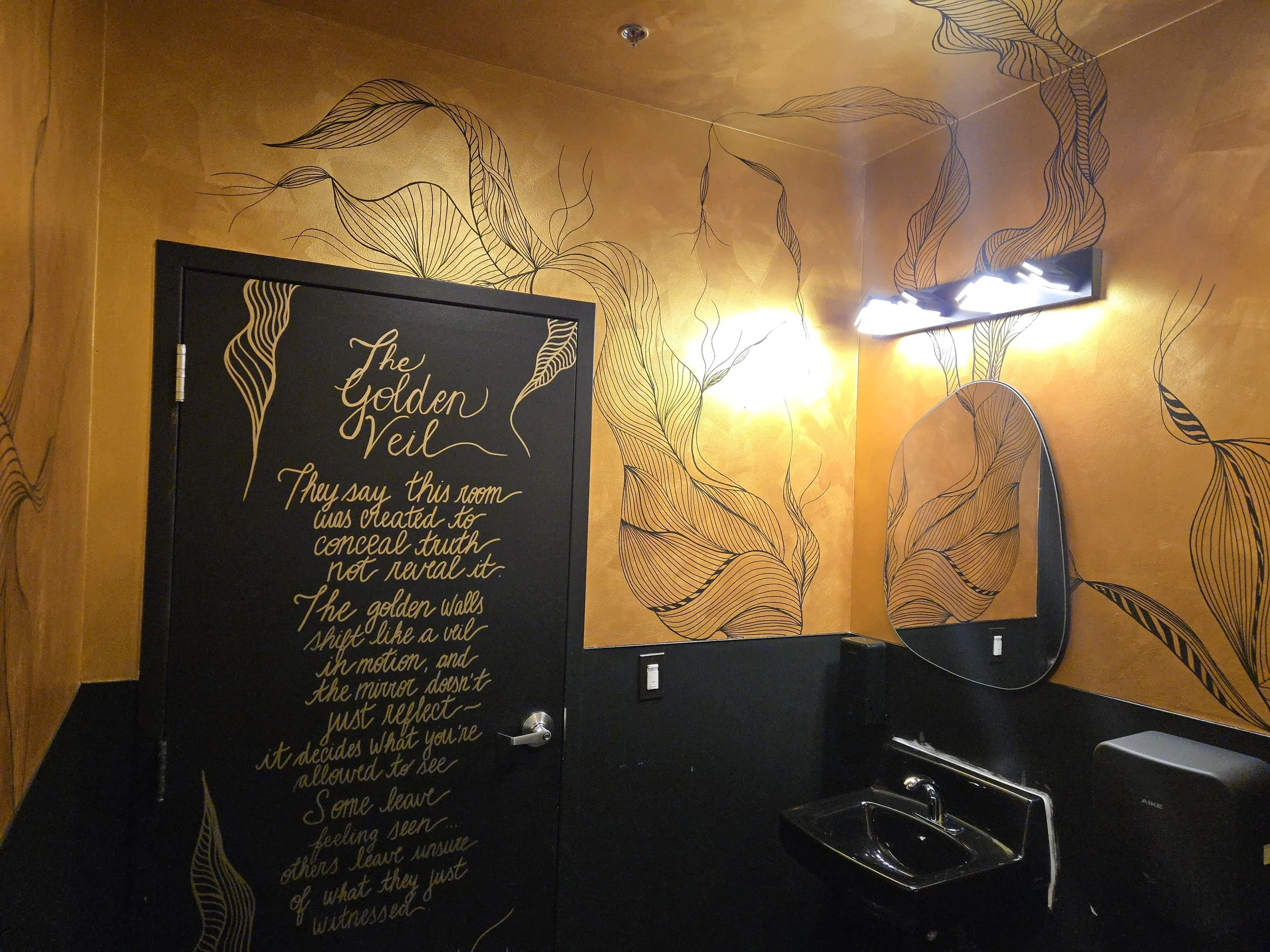 The Golden Veil Powder Room | 4 Dreams Escape Room & Lounge | Redmond, WA