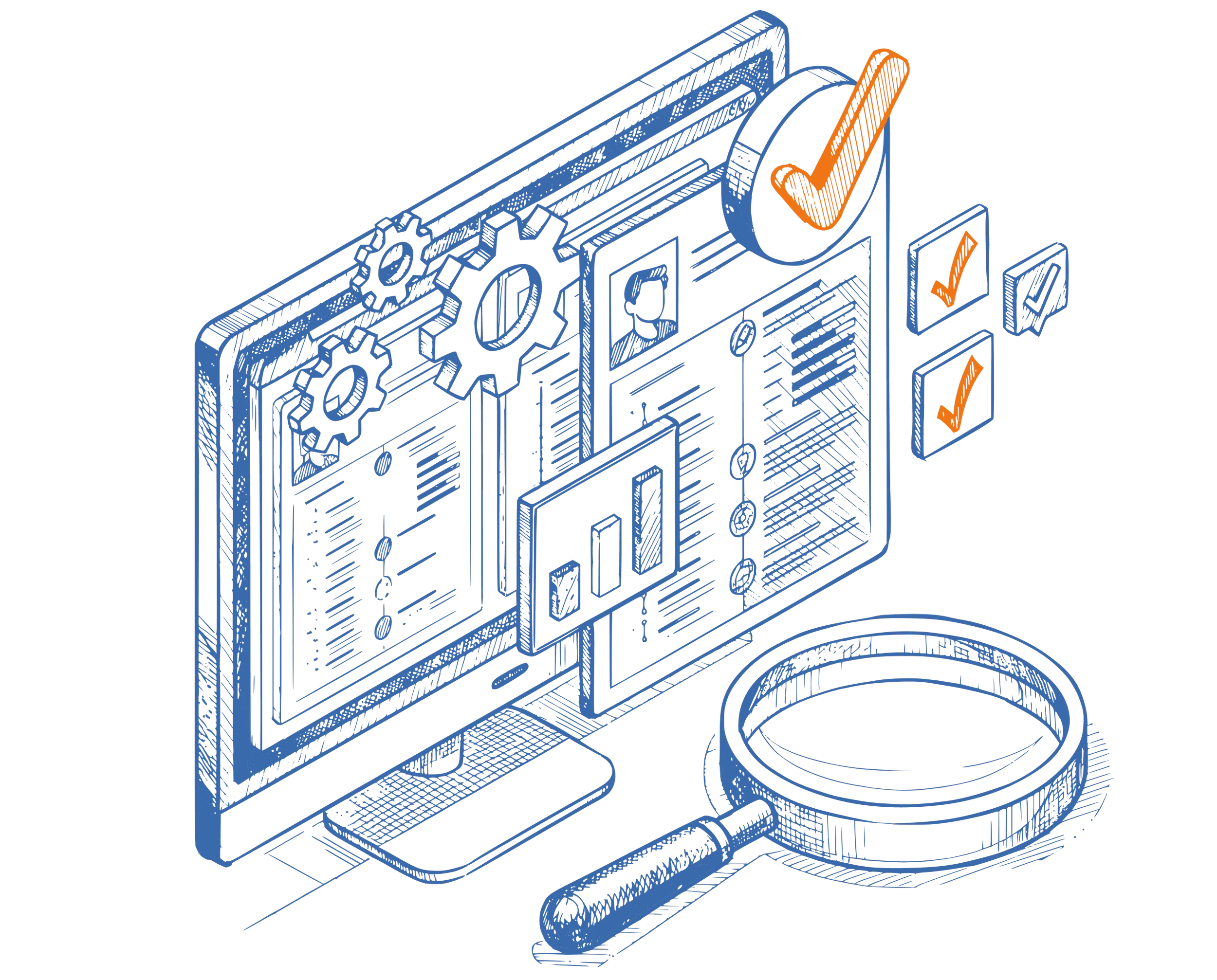 Image of user profiles with one standing out from the rest with checkmarks for this profile