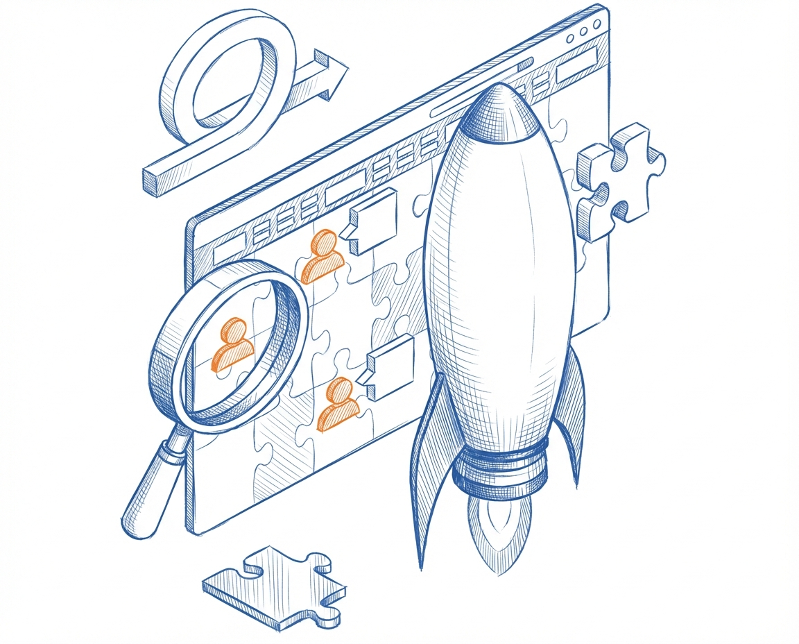 Illustration of user research being used to lead to a successful product launch