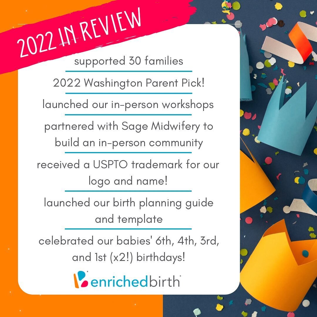 Thank you for being a part of another amazing year! We love supporting families during this vulnerable and powerful time- becoming a parent, advocating for themselves in pregnancy, labor and postpartum,  exploring their transforming identities and fi