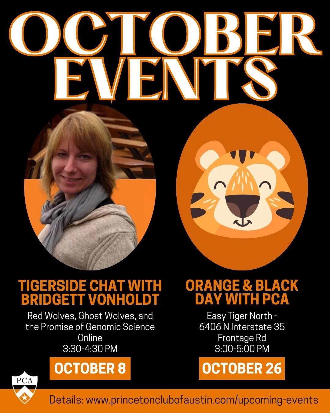 Time to announce our October events!

Make sure these events are on your calendar, and as always, check the website and your email for all the details, including how/if to register.

Have questions? Drop us a line.
