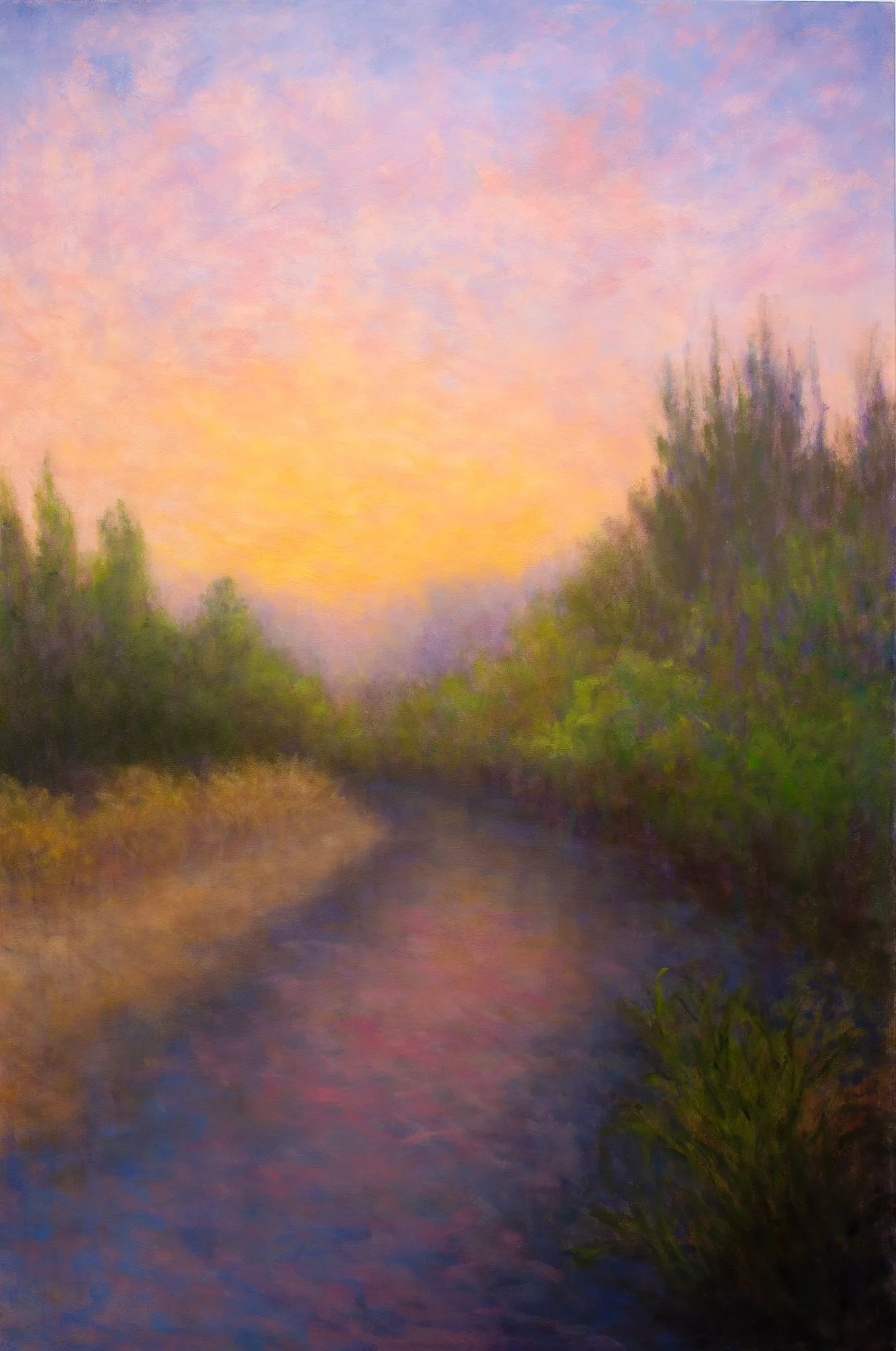 "Late Hour at the River" oil on canvas, 72" x 48"