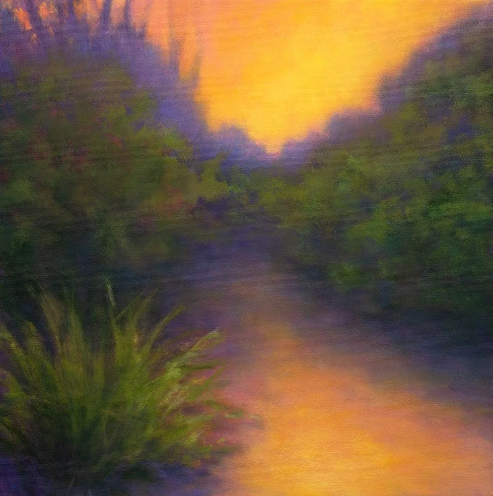 Golden Hour in the Park, oil on canvas, 20" x 20"