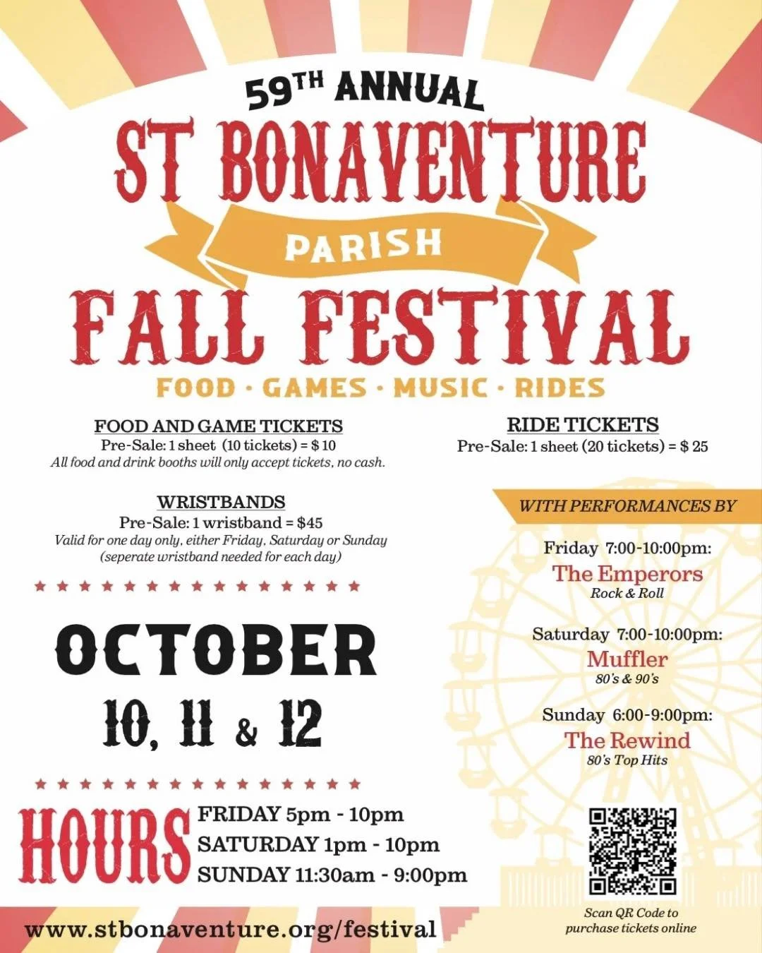 Get ready for a weekend of fun at our Parish Fall Festival! 🎡 Join us from Friday to Sunday for games, food, and community spirit! Don&rsquo;t forget to grab your pre-sale tickets in advance and wear your blue spirit shirts to show your support! 🩵 