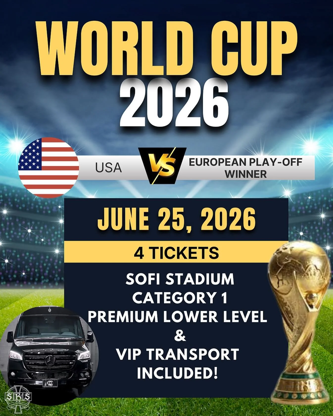 Once-in-a-generation opportunity! ⚽️🇺🇸 Join us at the SBS Annual Gala on March 7, 2026 at The Waterfront Hilton for your chance to bid on a USA World Cup VIP Experience!

🇺🇸 4 Category 1 Premium Tickets to see USA play on June 25th at SoFi Stadiu