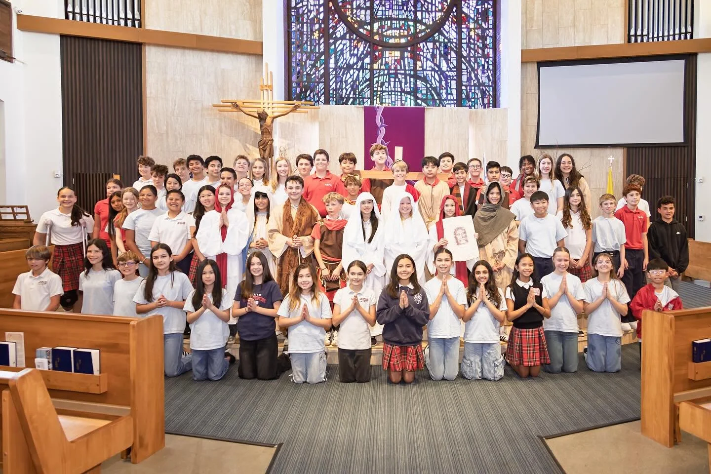 Our 6th graders brought the Stations of the Cross to life in a truly powerful way. Their reverence and heartfelt performances made it a truly meaningful experience. We are so proud of them! ✝️🙏😇❤️🤍 #SBSSaints #itsagreatdaytobeasaint