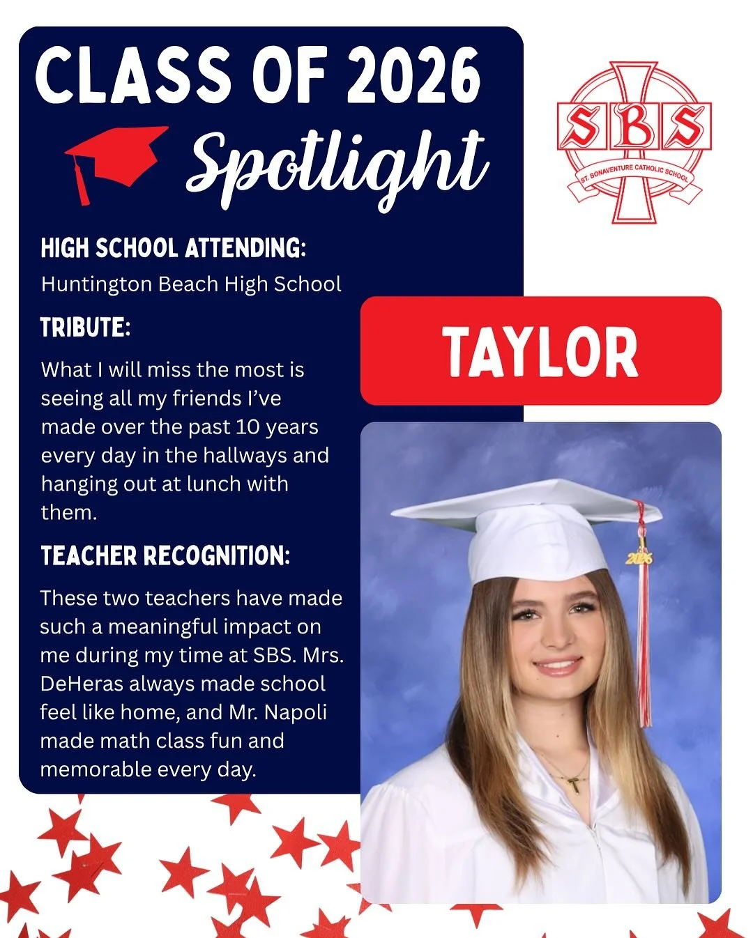 The countdown to graduation is on! We are spotlighting our incredible Class of 2026 through our annual 8th Grade Bios. From favorite SBS memories and friendships to teacher recognitions and special tributes, these bios celebrate the amazing young men