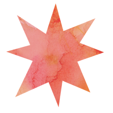 Watercolor paper star with pink and orange hues