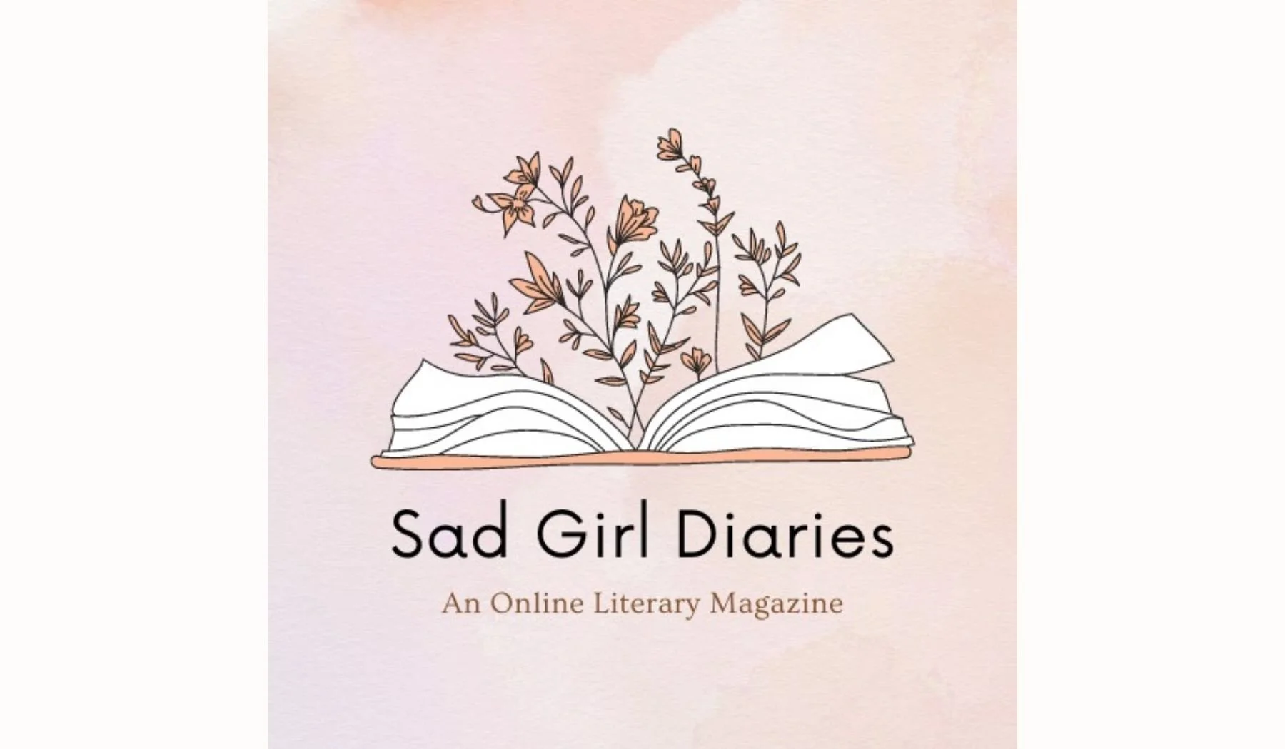 Logo featuring an open book with plants growing from its pages, surrounded by text that reads "Sad Girl Diaries: An Online Literary Magazine."