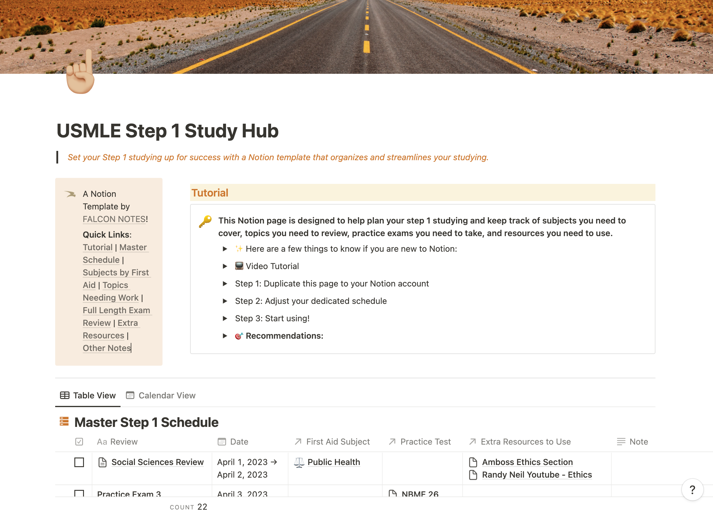 Medical Student Notion Template Series — FALCONNOTES