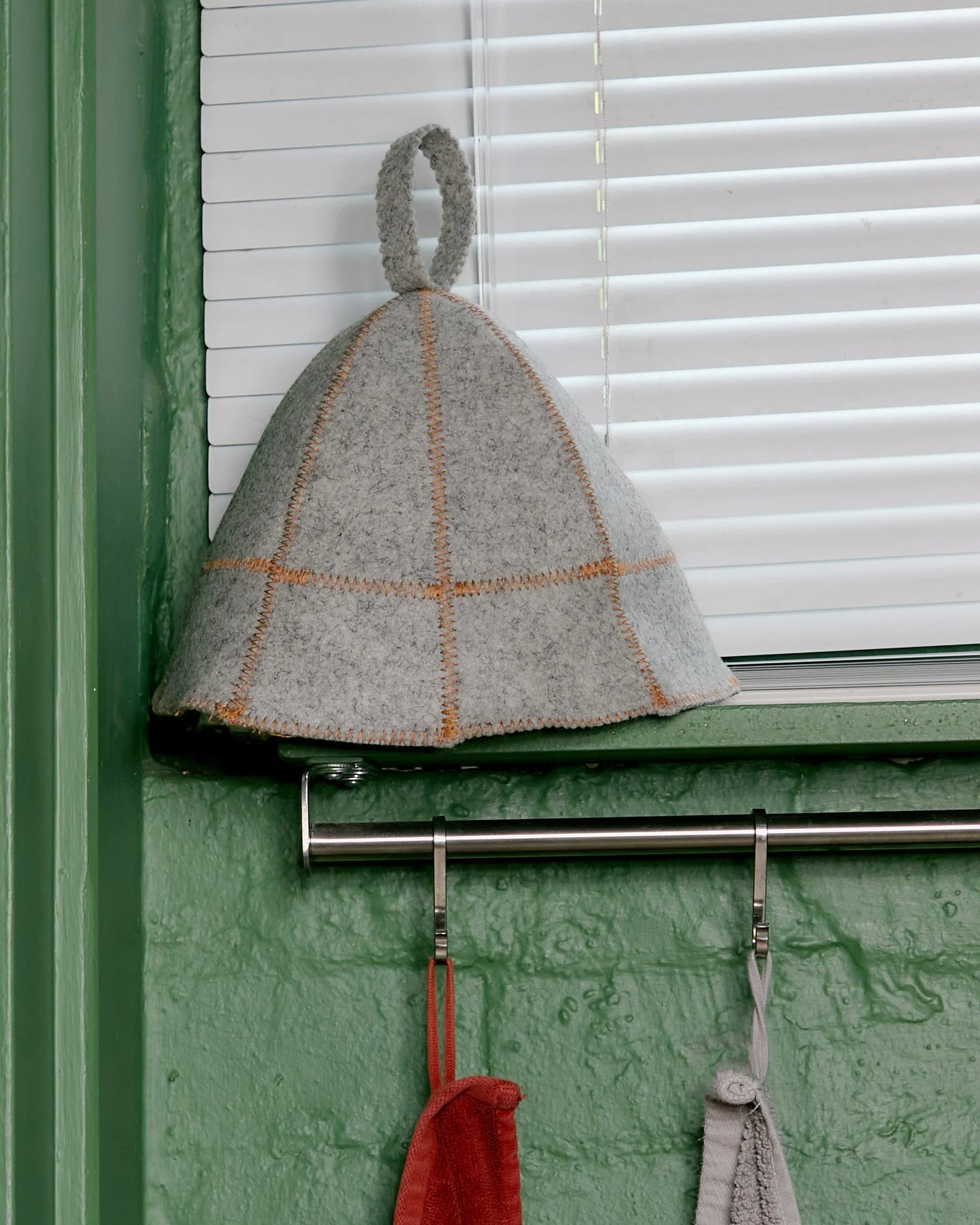 @abouttime_bathhouse is designed for slowing down and switching off.⁠
⁠
We produced these bell-shaped sauna hats in wool felt to help regulate heat and protect hair from drying out. The small details that support a better sauna experience.⁠
⁠
In coll