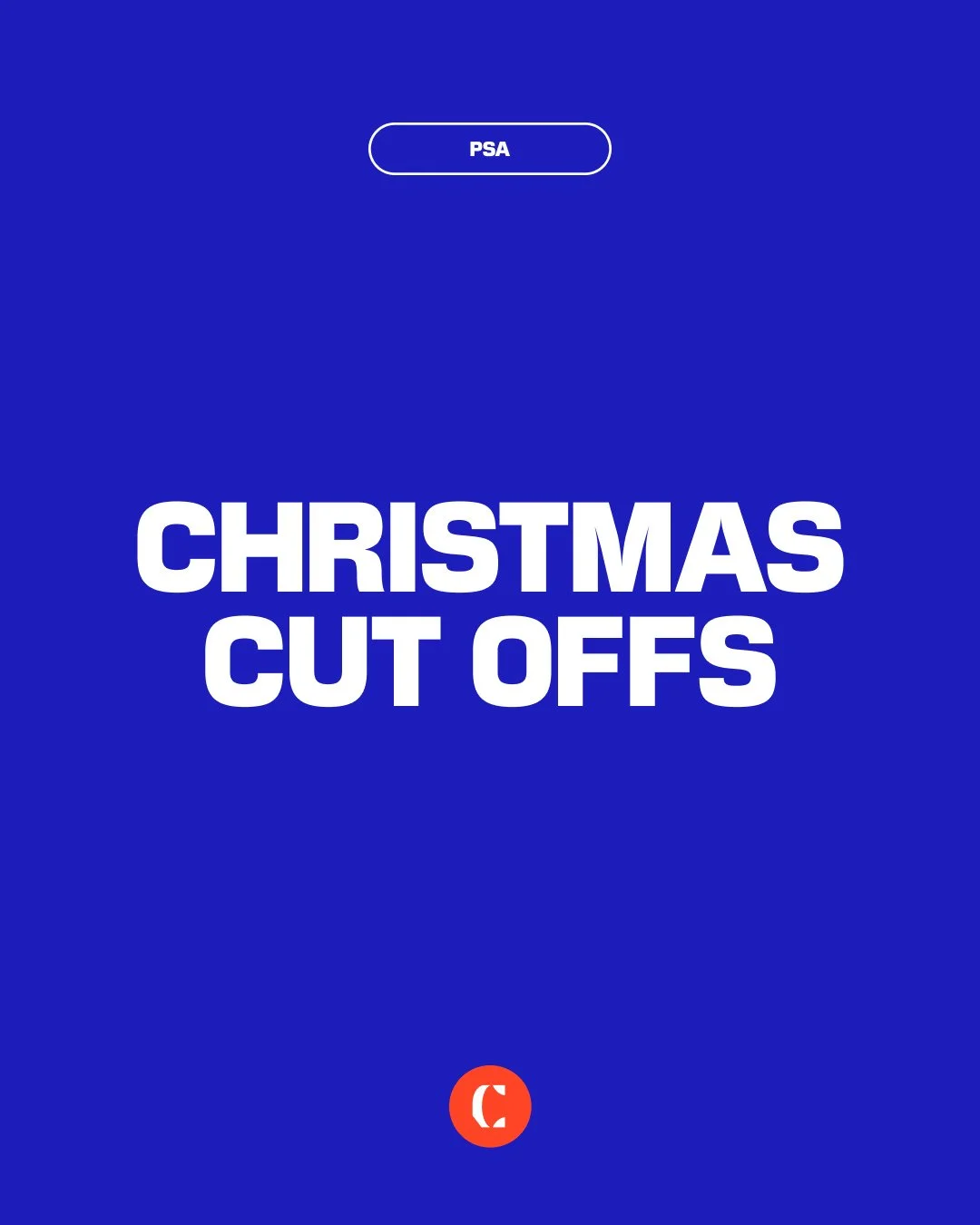 We never want to announce it and it comes around quicker than we like, but sharing our cutoffs for reorders, new projects and product development 🙈⁠
⁠
Get in touch soon 👀 to discuss the end of year projects.⁠
⁠
All based on the scenario of having p