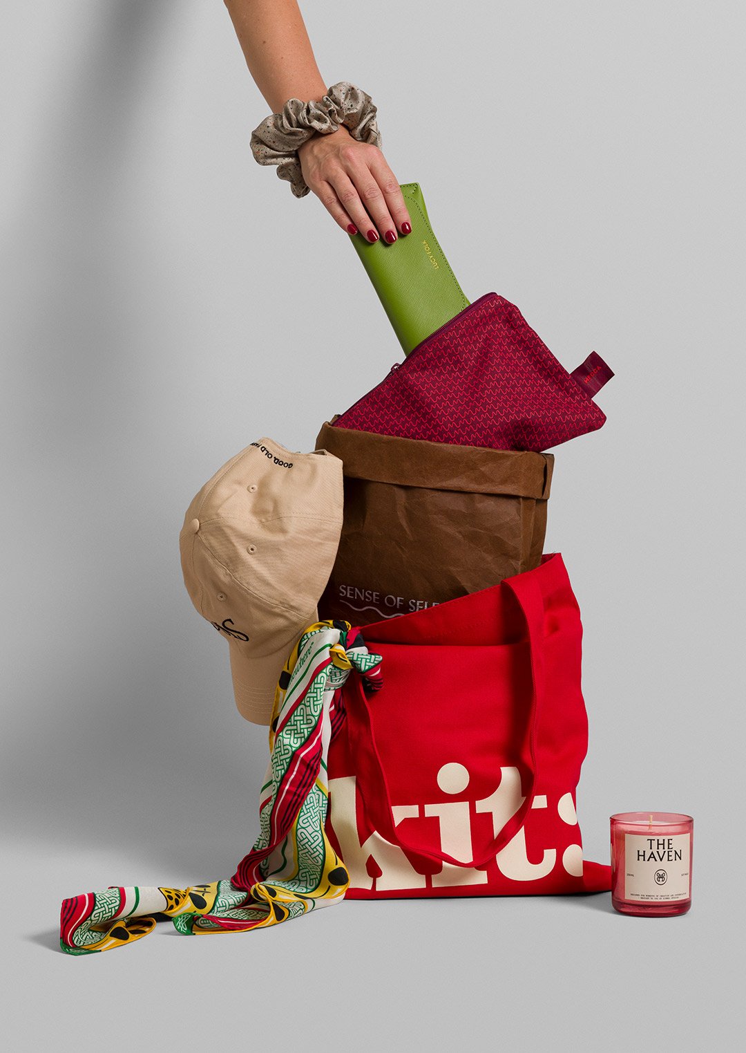 Contain Custom Merch stack of totes and bags inside of each other