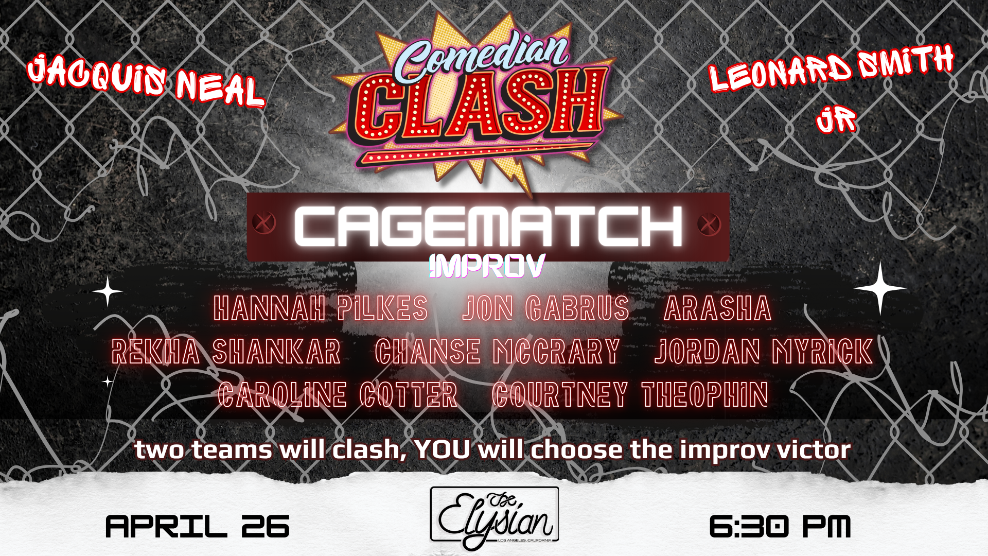 COMEDIAN CLASH: CAGEMATCH IMPROV (In-Person and Livestream)